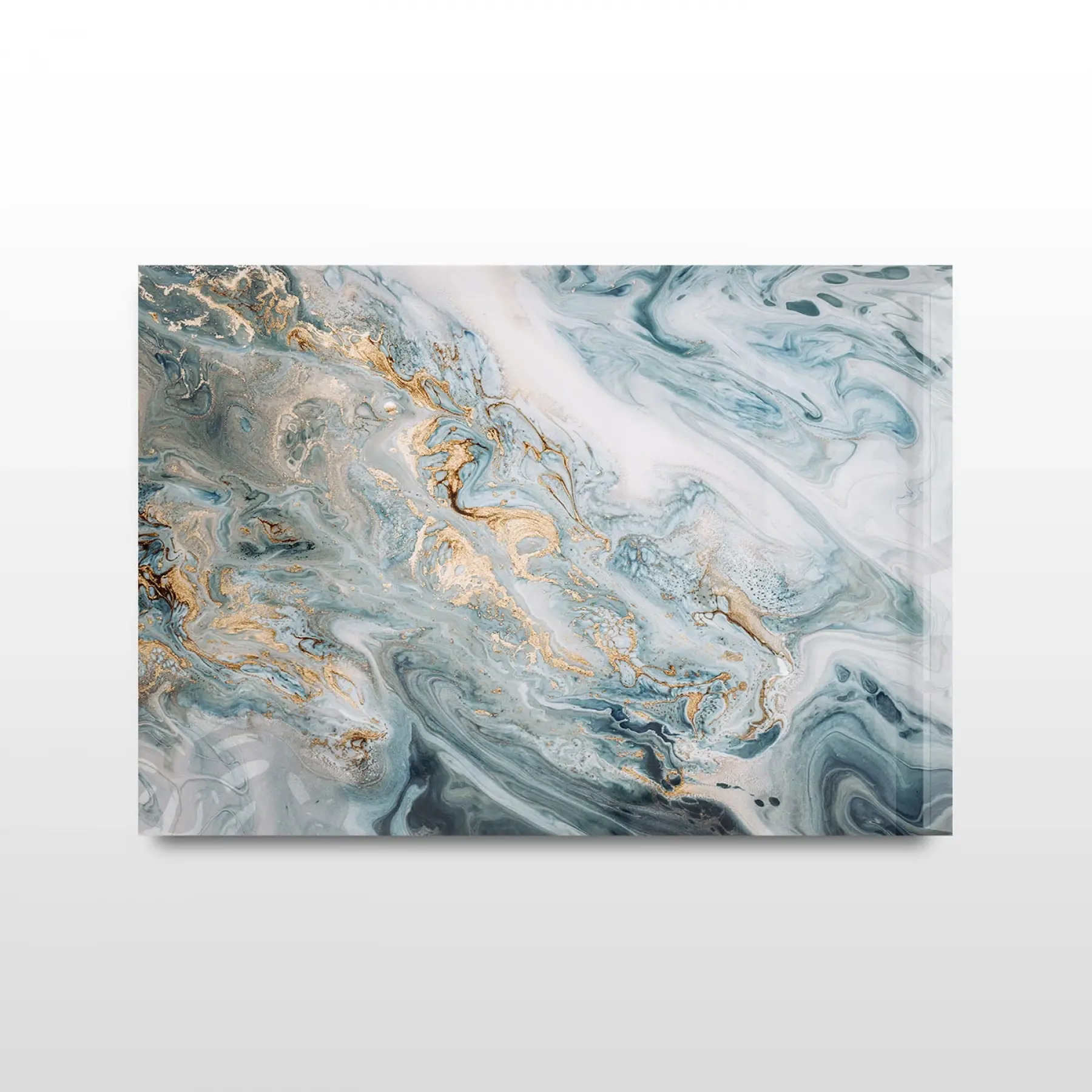 Karışık Renkler Soyut Desenli Tekli Yatay Cam Tablo