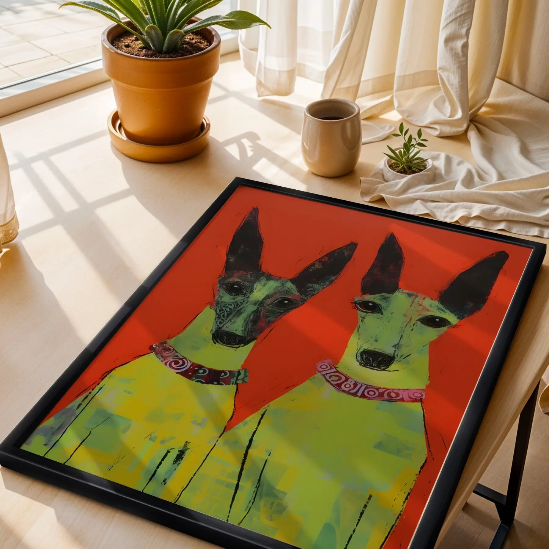 Tropik Pop Art ve Soyut Ahenk Siyah Çerçeveli 3lü Ahşap Tablo Seti