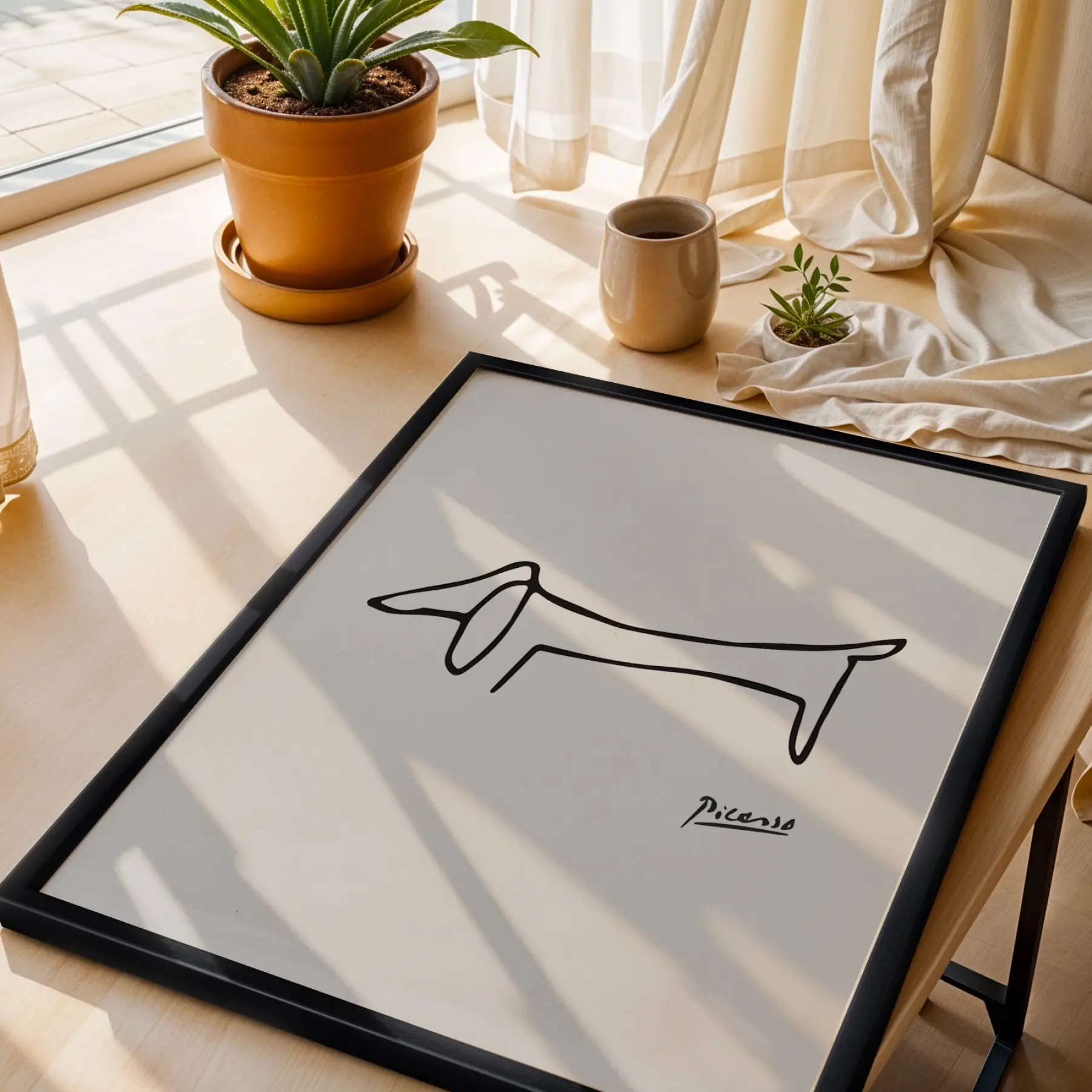 Siyah Beyaz Minimalist Çizgiler Siyah Çerçeveli 3lü Ahşap Tablo Seti