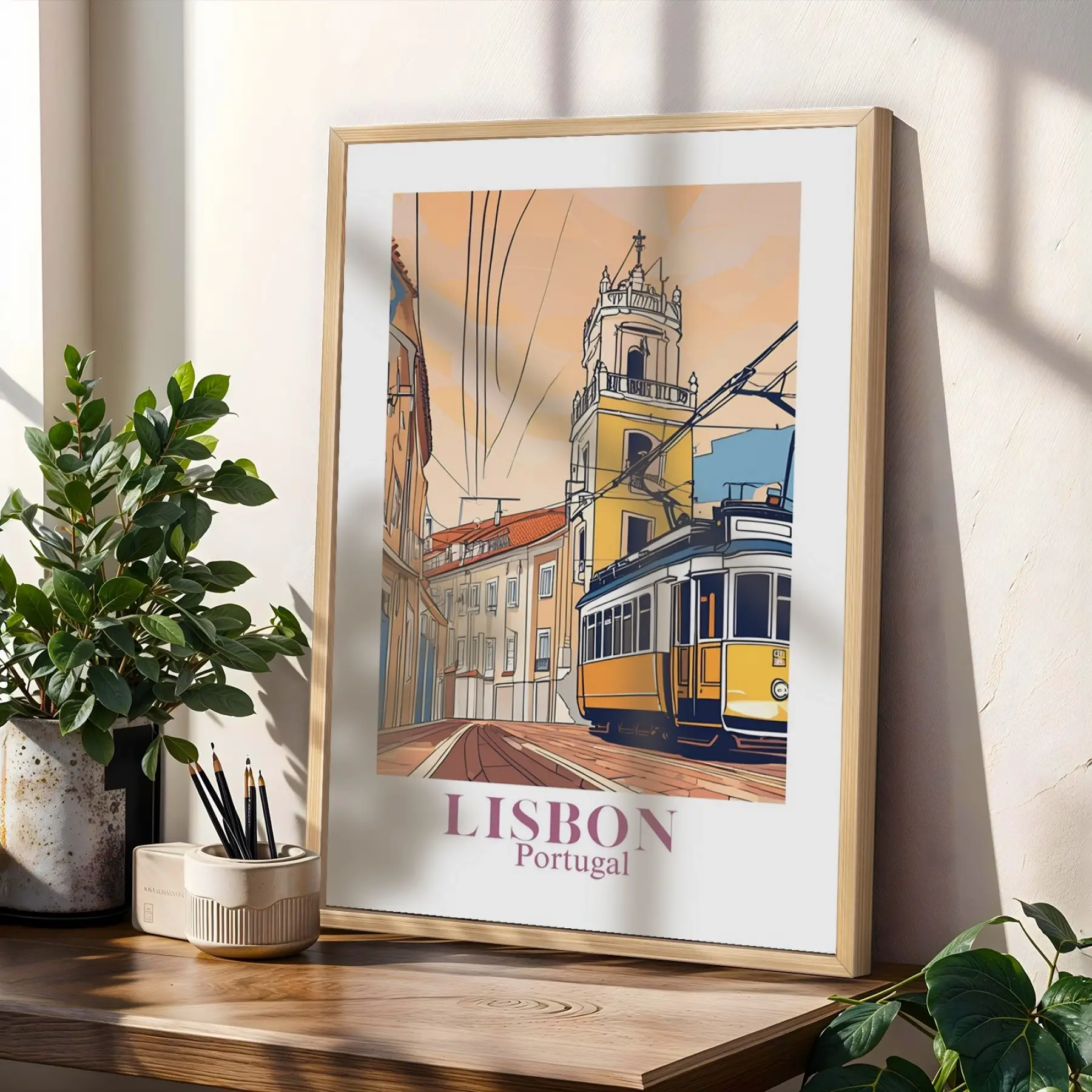 Retro Dünya Şehirleri Üçlüsü Doğal Ahşap Çerçeveli 3lü Tablo Seti