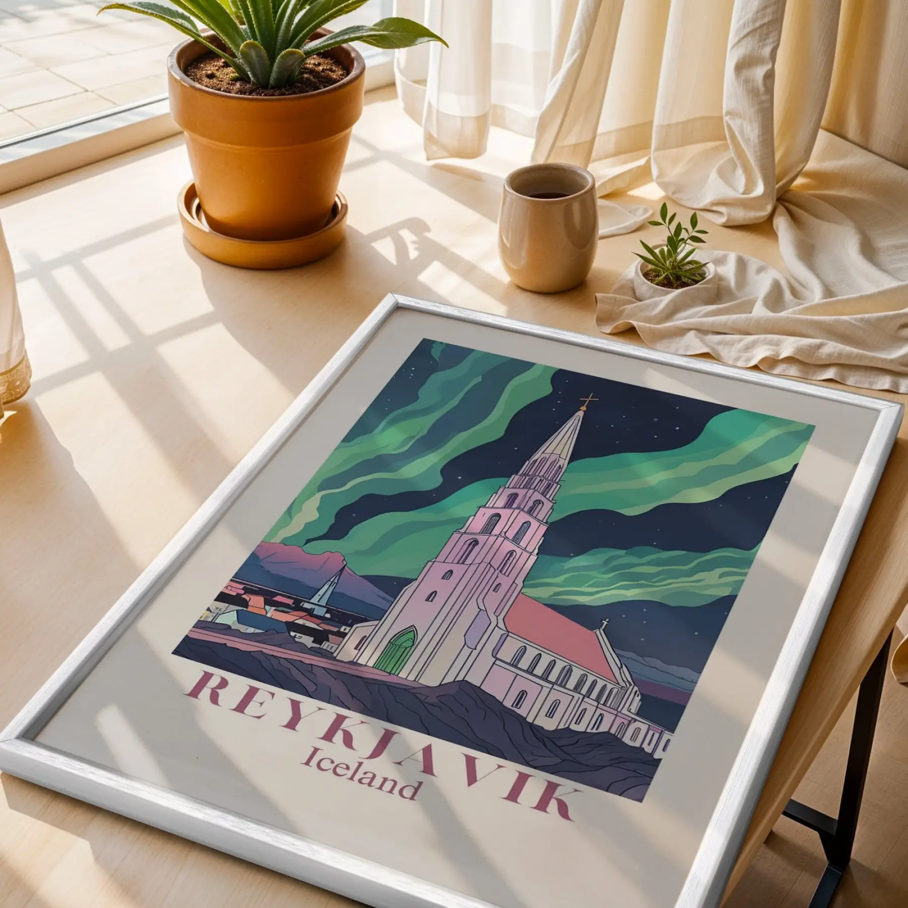 Retro Şehir Manzaraları Üçlüsü Beyaz Çerçeveli 3lü Ahşap Tablo Seti