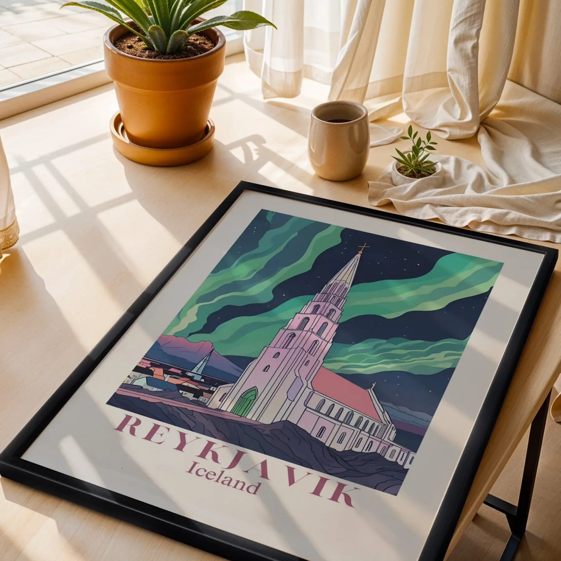 Retro Şehir Manzaraları Üçlüsü Siyah Çerçeveli 3lü Ahşap Tablo Seti