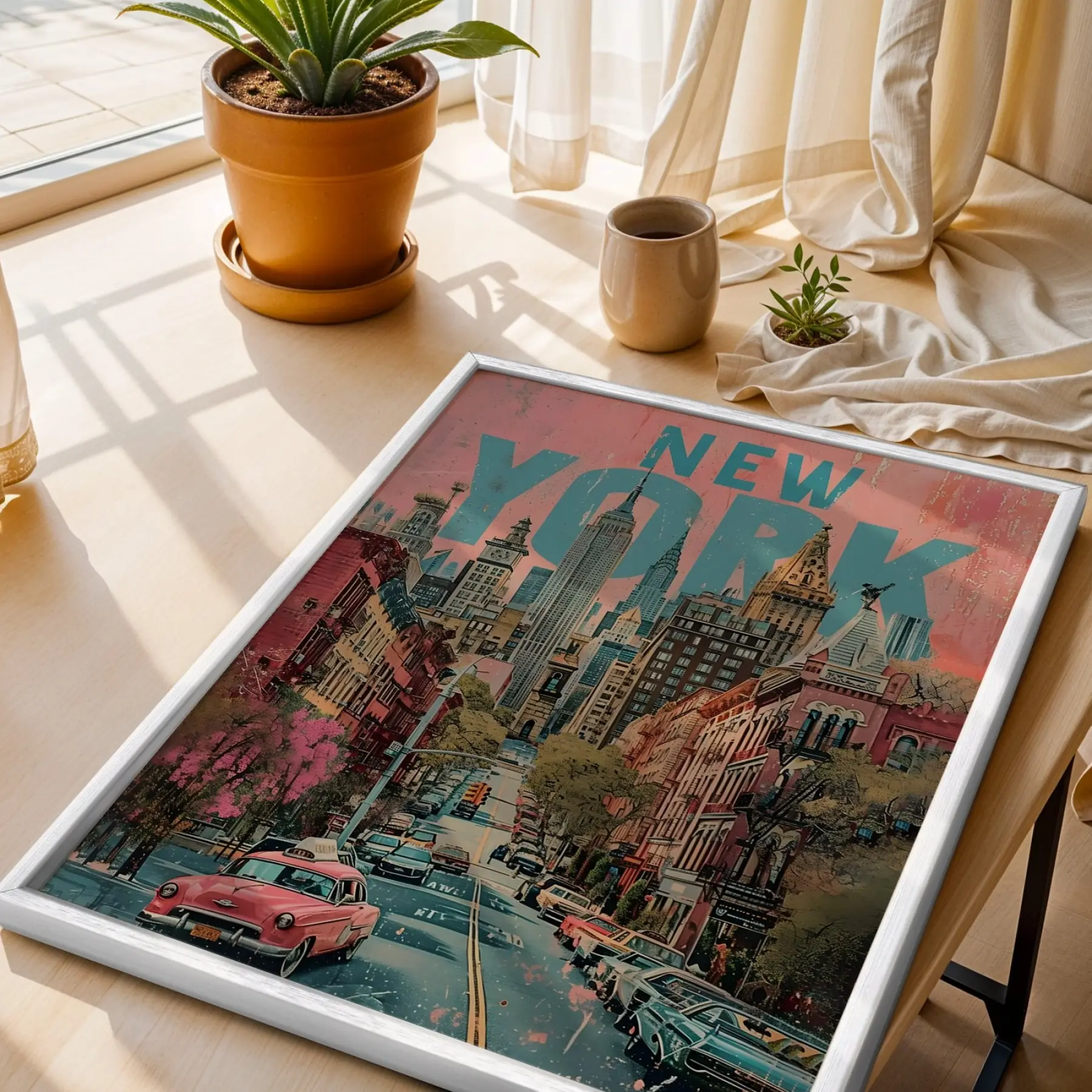 Pop Art Dünya Şehirleri Seti Beyaz Çerçeveli 3lü Ahşap Tablo Seti