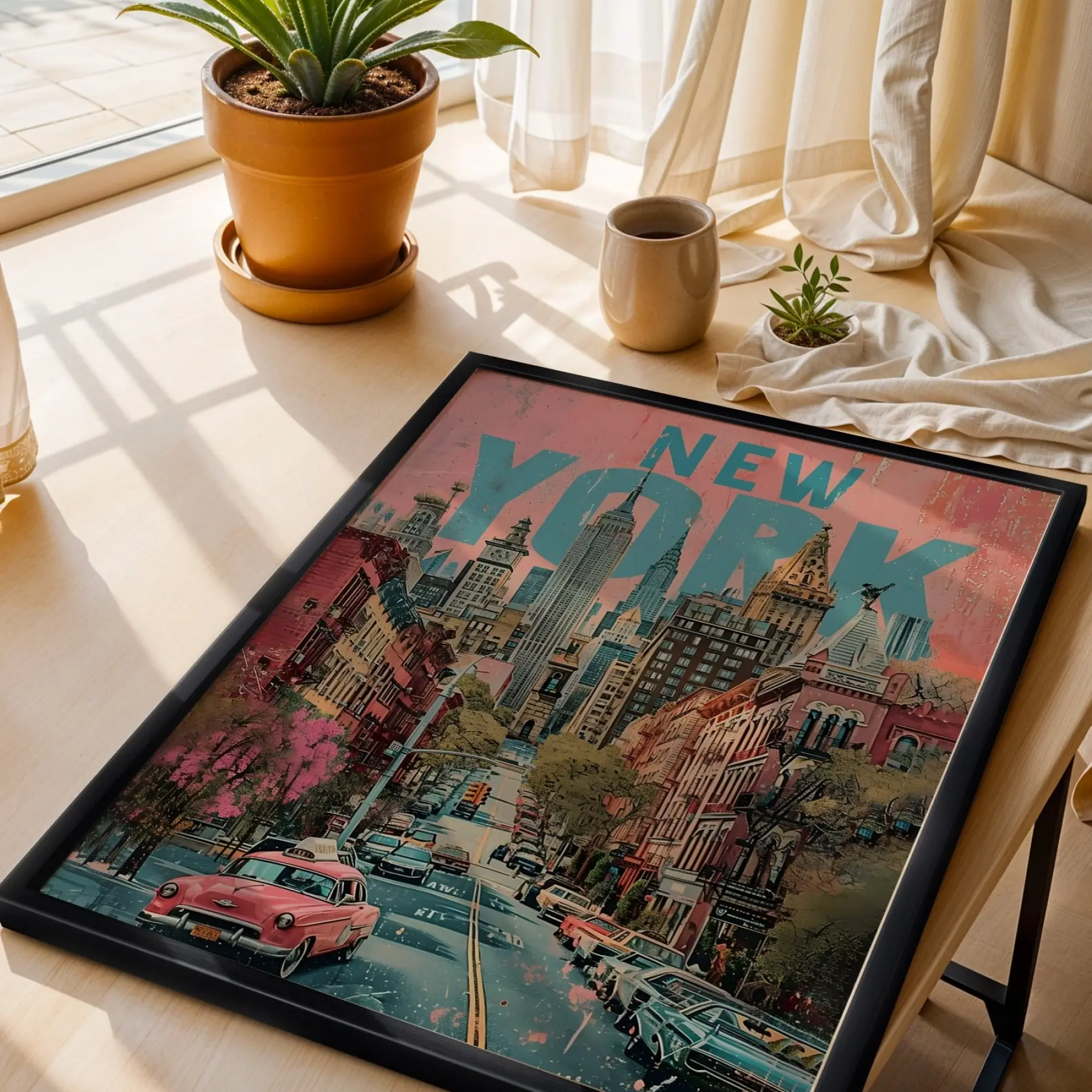 Pop Art Dünya Şehirleri Seti Siyah Çerçeveli 3lü Ahşap Tablo Seti