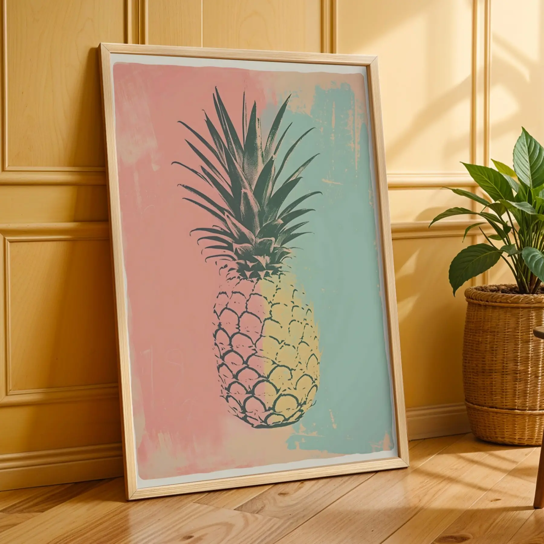 Pop-Art Lezzet Üçlüsü Doğal Ahşap Çerçeveli 3lü Tablo Seti