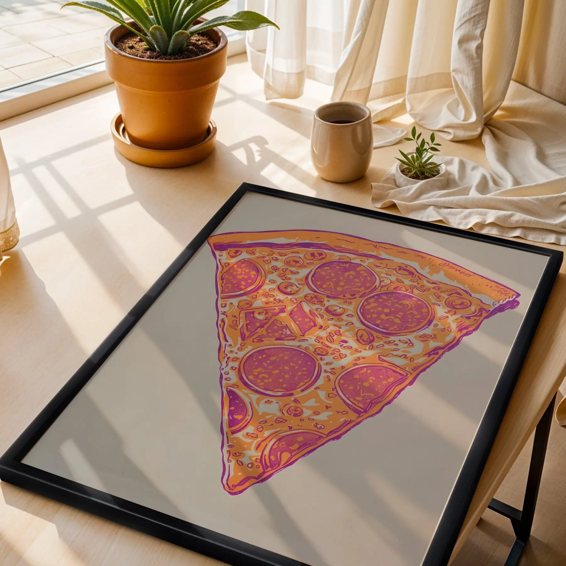Pop-Art Lezzet Üçlüsü Siyah Çerçeveli 3lü Ahşap Tablo Seti