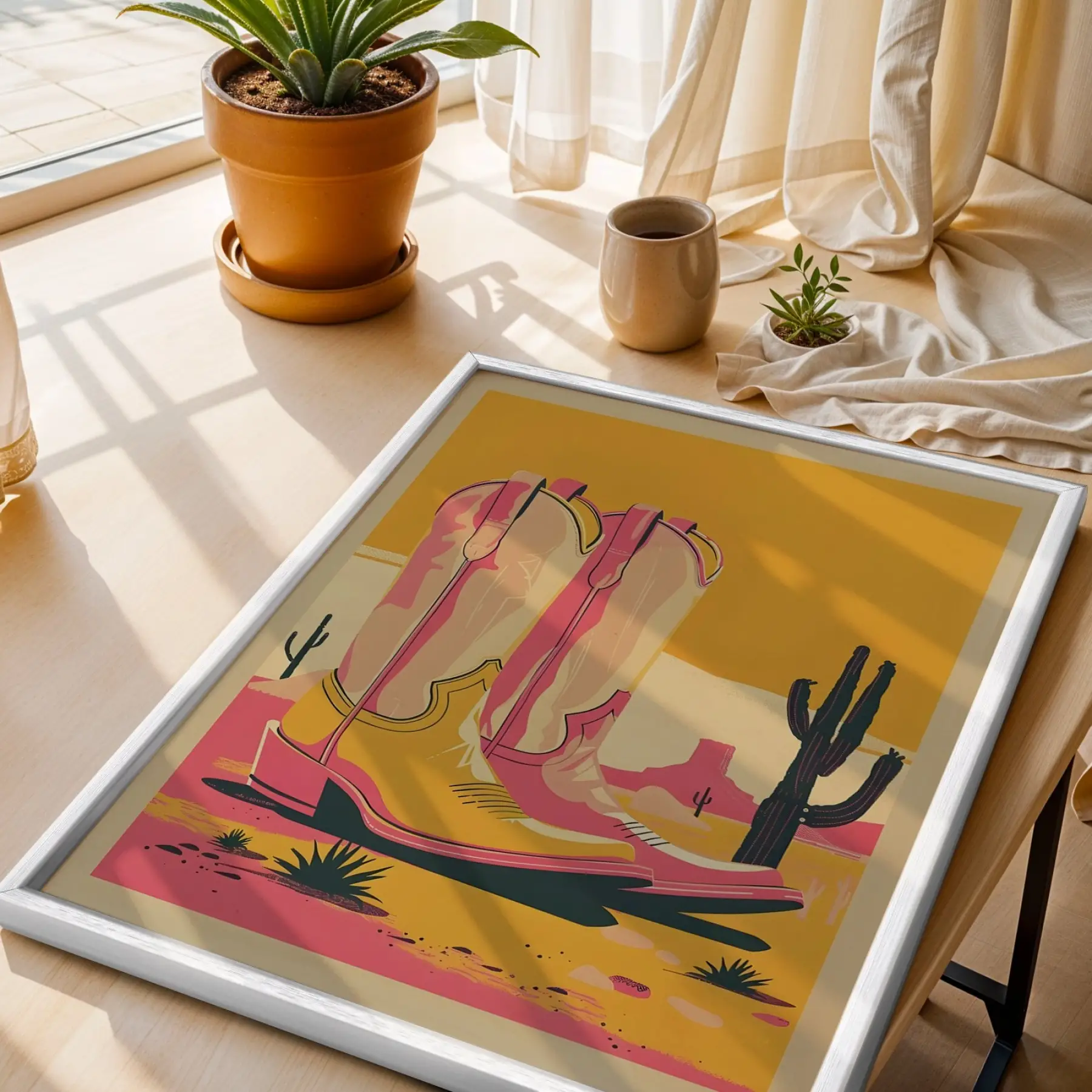 Eğlenceli Retro Sanat Koleksiyonu Beyaz Çerçeveli 3lü Ahşap Tablo Seti