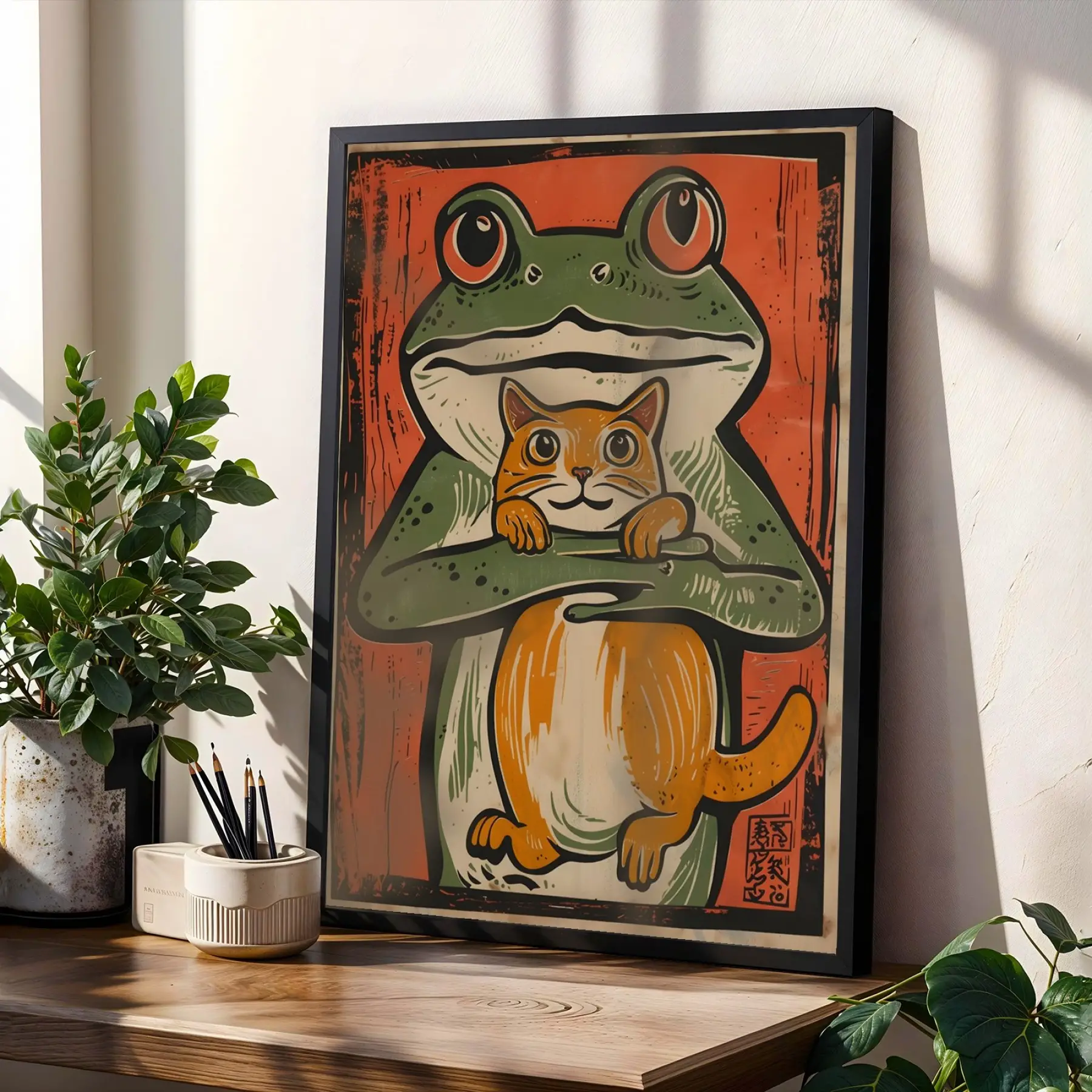 Eğlenceli Retro Sanat Koleksiyonu Siyah Çerçeveli 3lü Ahşap Tablo Seti