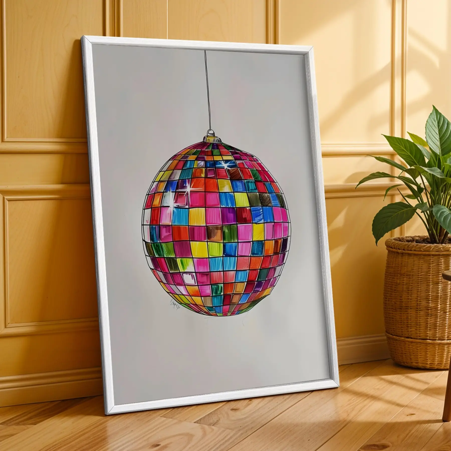 Neşeli Pop Art Üçlüsü Beyaz Çerçeveli 3lü Ahşap Tablo Seti