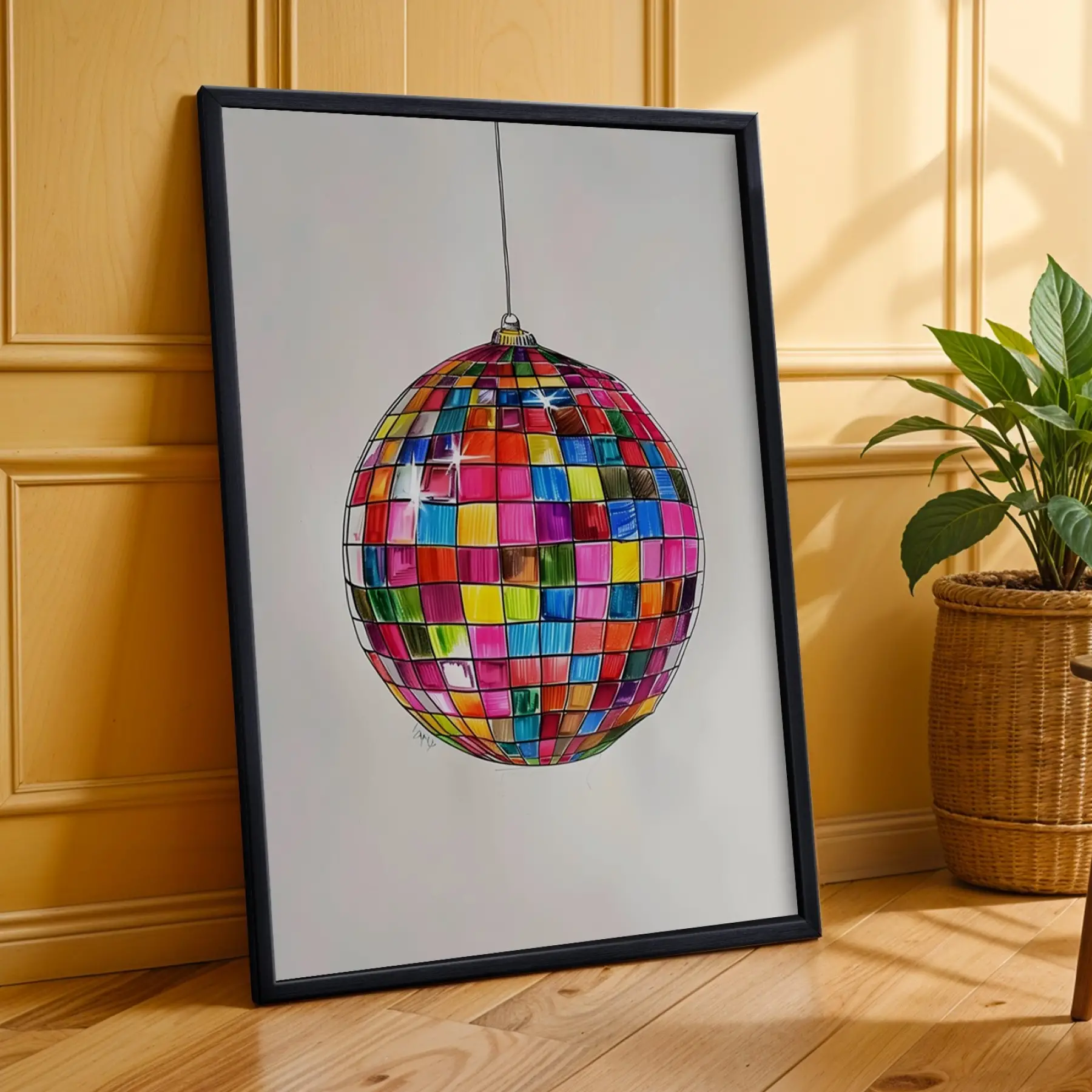 Neşeli Pop Art Üçlüsü Siyah Çerçeveli 3lü Ahşap Tablo Seti