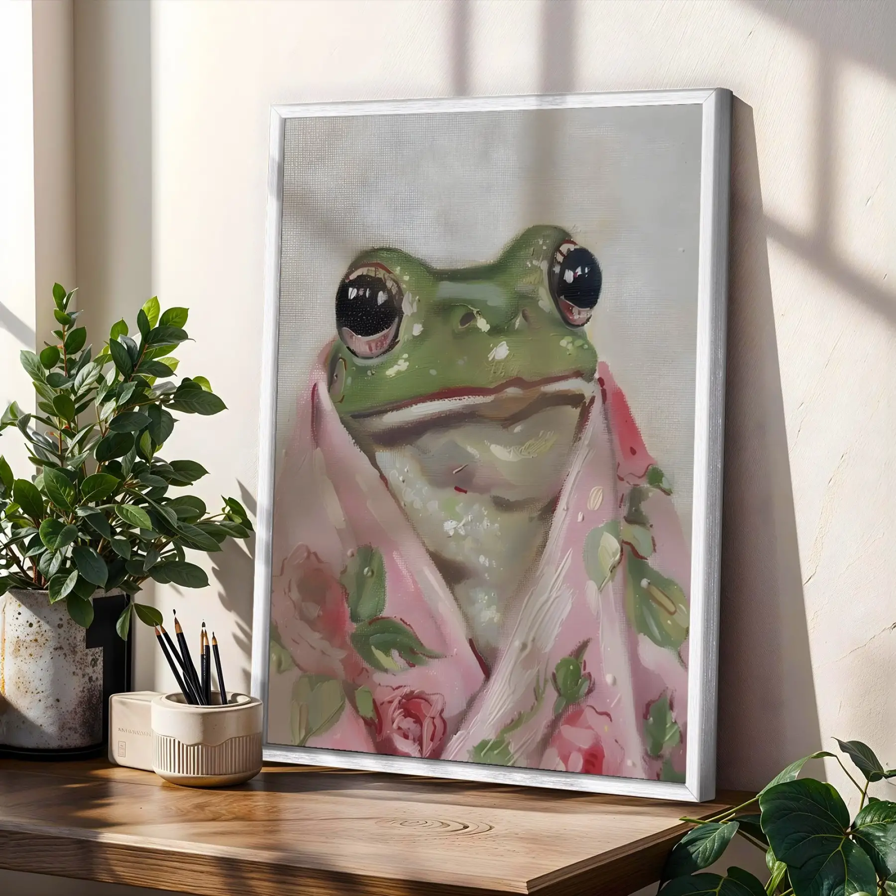 Çarpıcı Eklektik Sanat Üçlüsü Beyaz Çerçeveli 3lü Ahşap Tablo Seti
