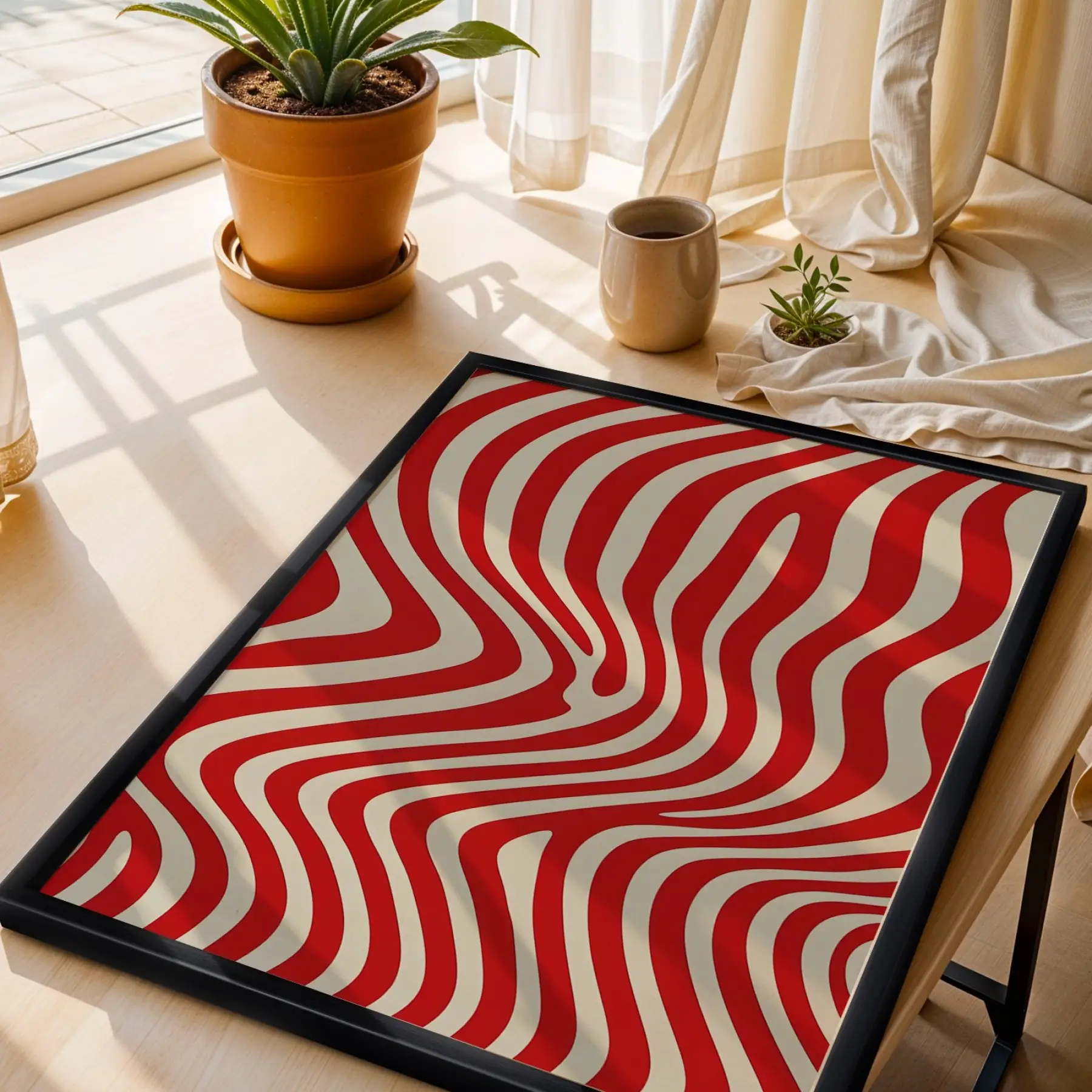 Çarpıcı Eklektik Sanat Üçlüsü Siyah Çerçeveli 3lü Ahşap Tablo Seti