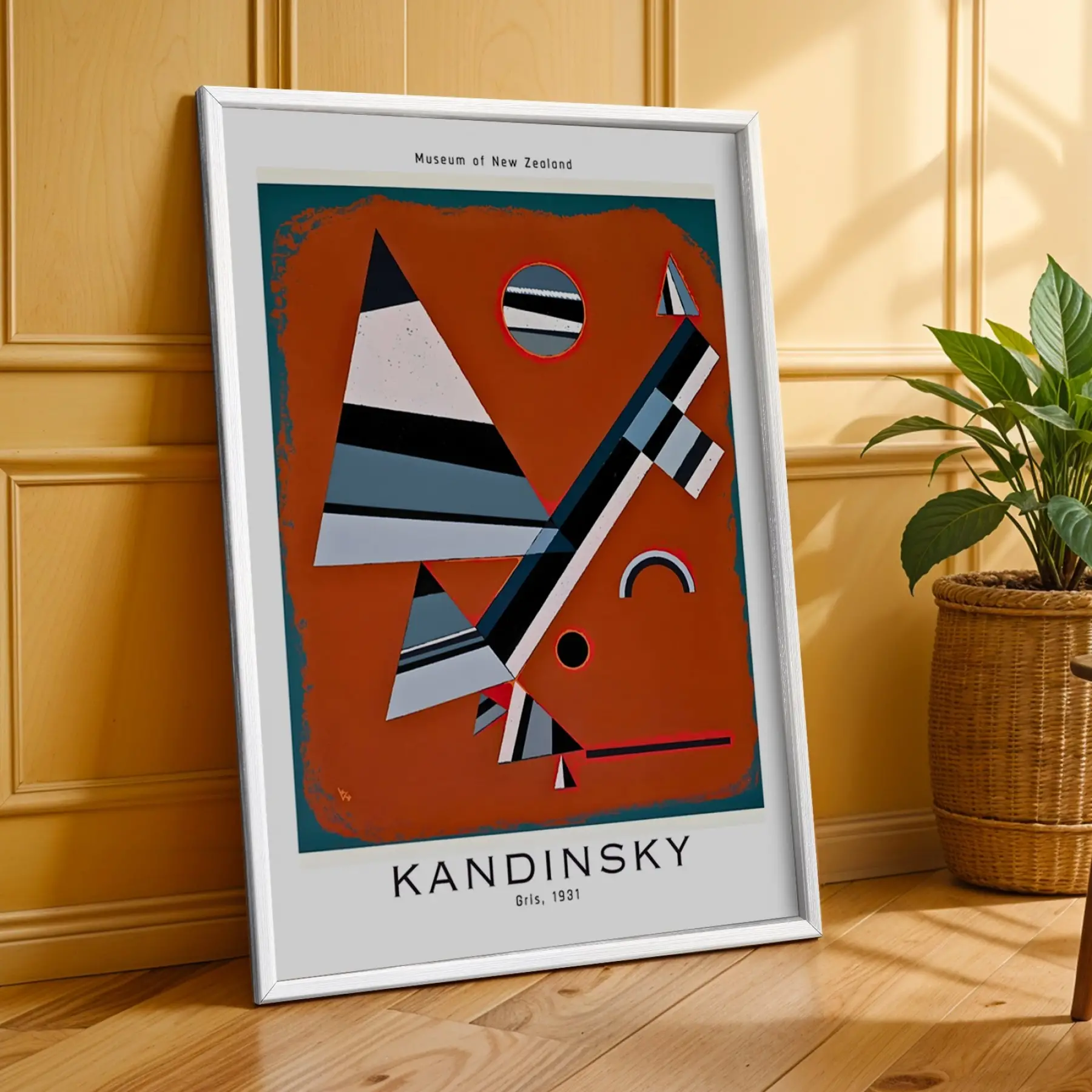 Kandinsky Ekspresif Soyutlamalar Beyaz Çerçeveli 3lü Ahşap Tablo Seti