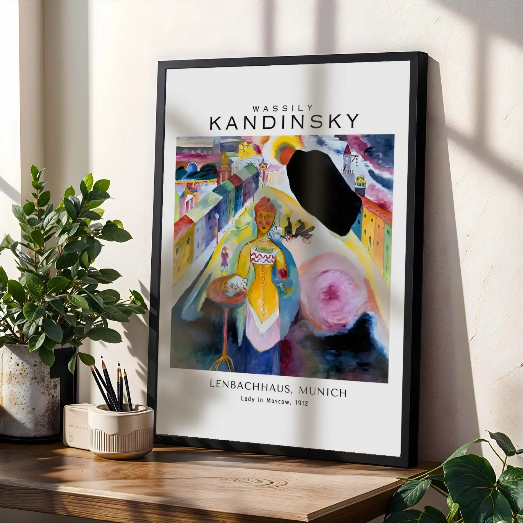 Kandinsky Ekspresif Soyutlamalar Siyah Çerçeveli 3lü Ahşap Tablo Seti