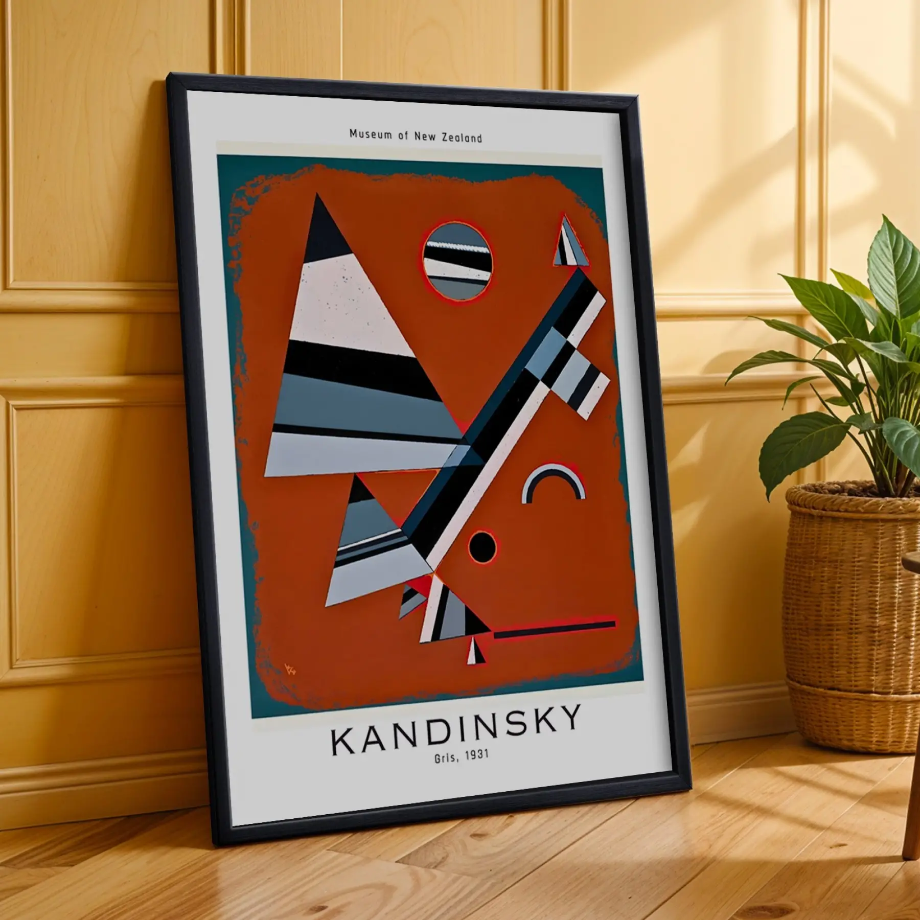 Kandinsky Ekspresif Soyutlamalar Siyah Çerçeveli 3lü Ahşap Tablo Seti