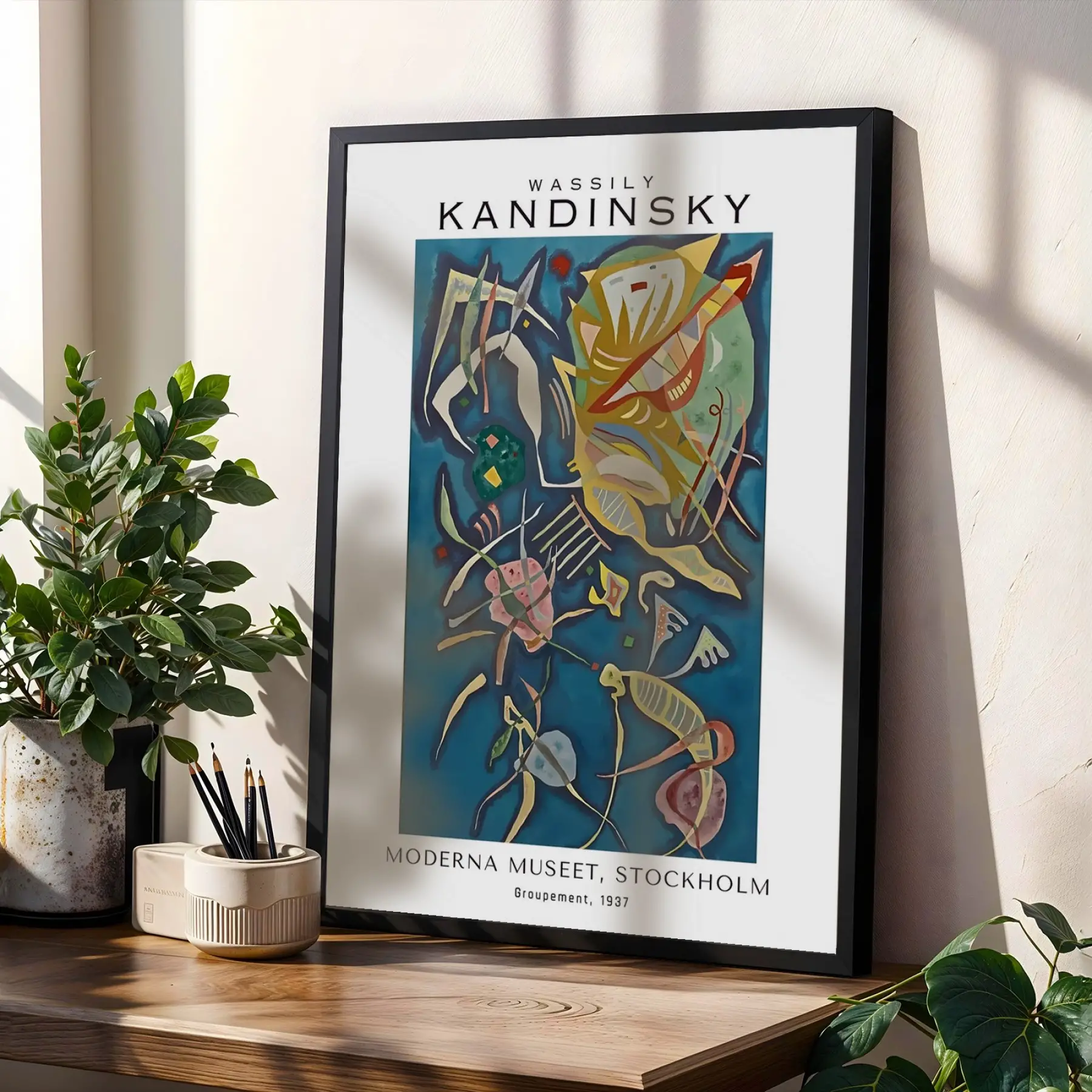 Kandinsky Sanat Mirası Koleksiyonu Siyah Çerçeveli 3lü Ahşap Tablo Seti