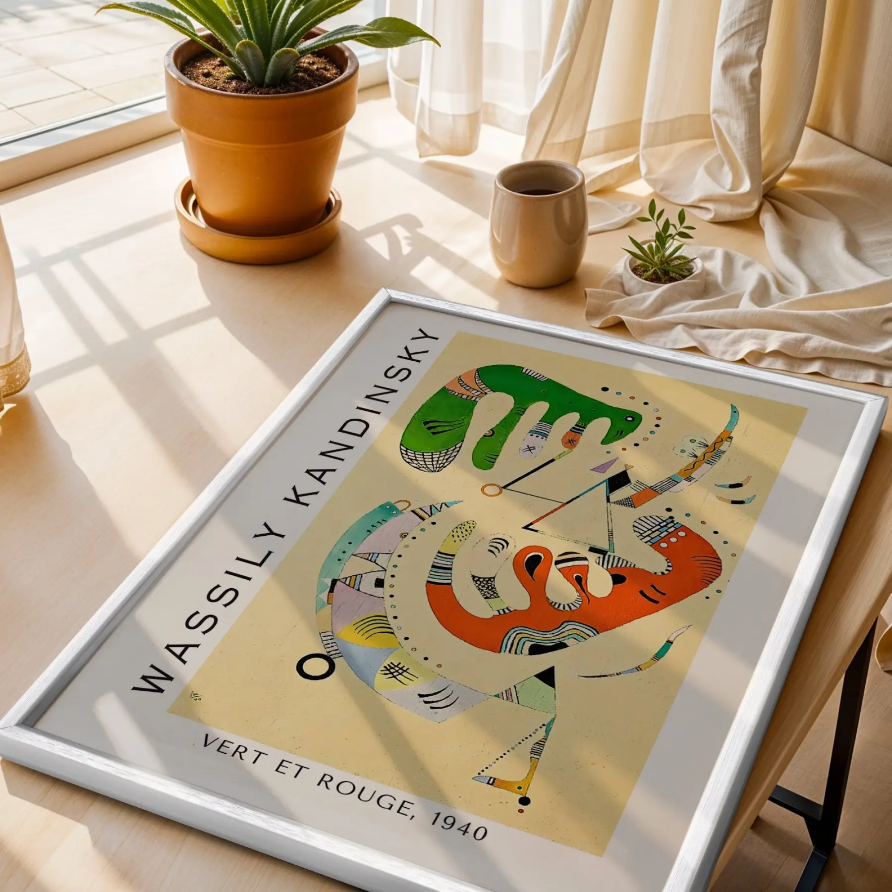 Kandinsky Eserleri Sanat Seti Beyaz Çerçeveli 3lü Ahşap Tablo Seti