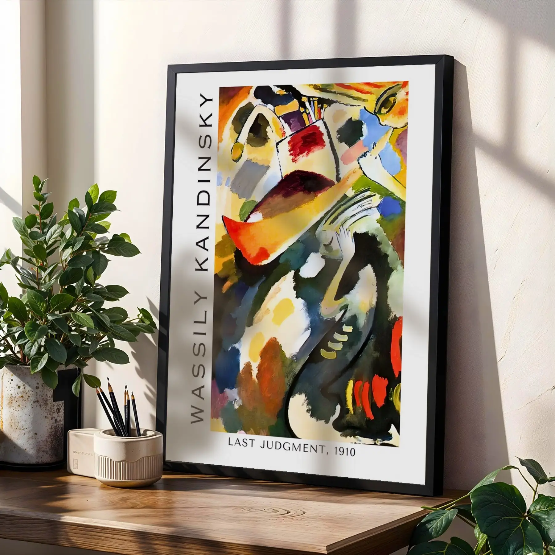 Kandinsky Eserleri Sanat Seti Siyah Çerçeveli 3lü Ahşap Tablo Seti