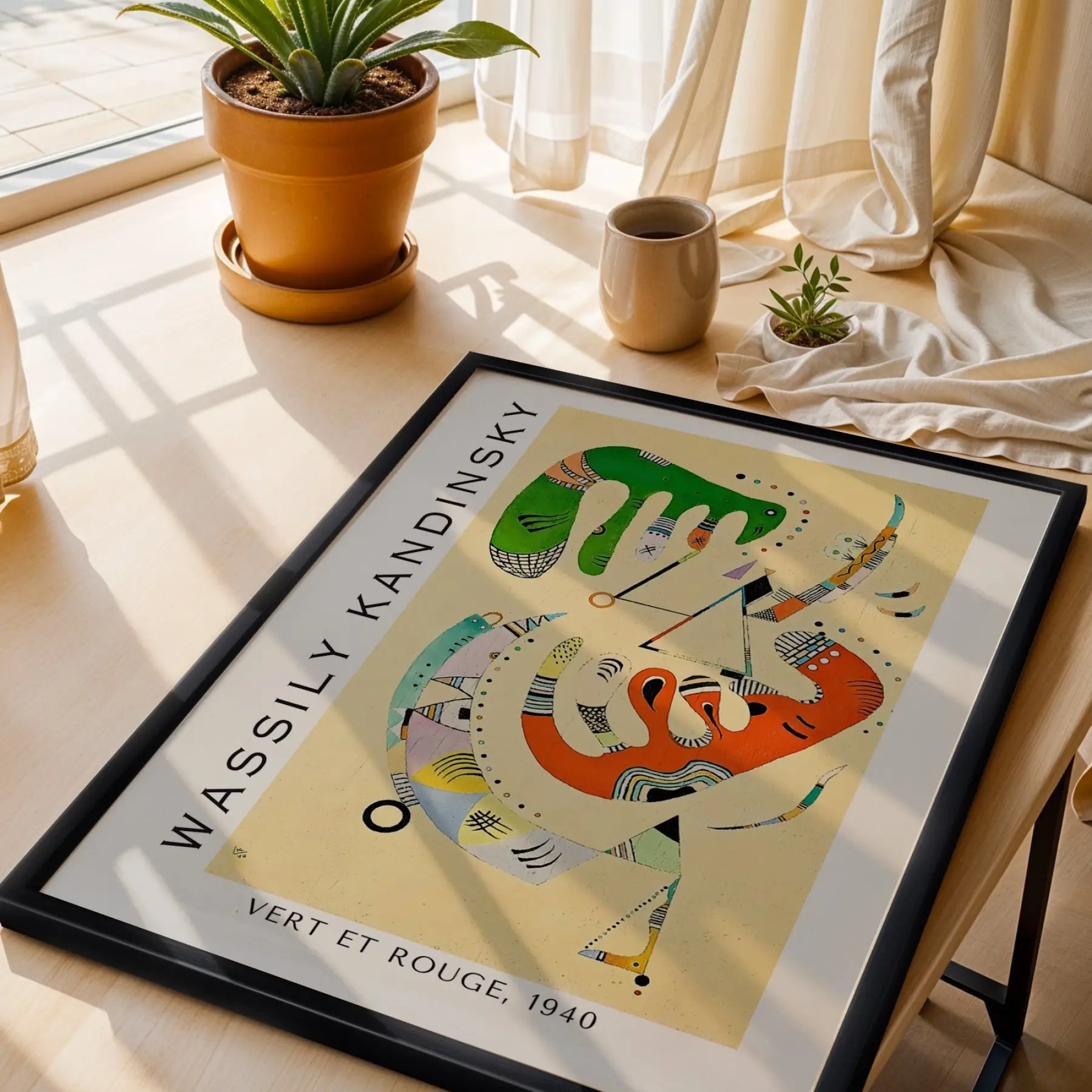 Kandinsky Eserleri Sanat Seti Siyah Çerçeveli 3lü Ahşap Tablo Seti