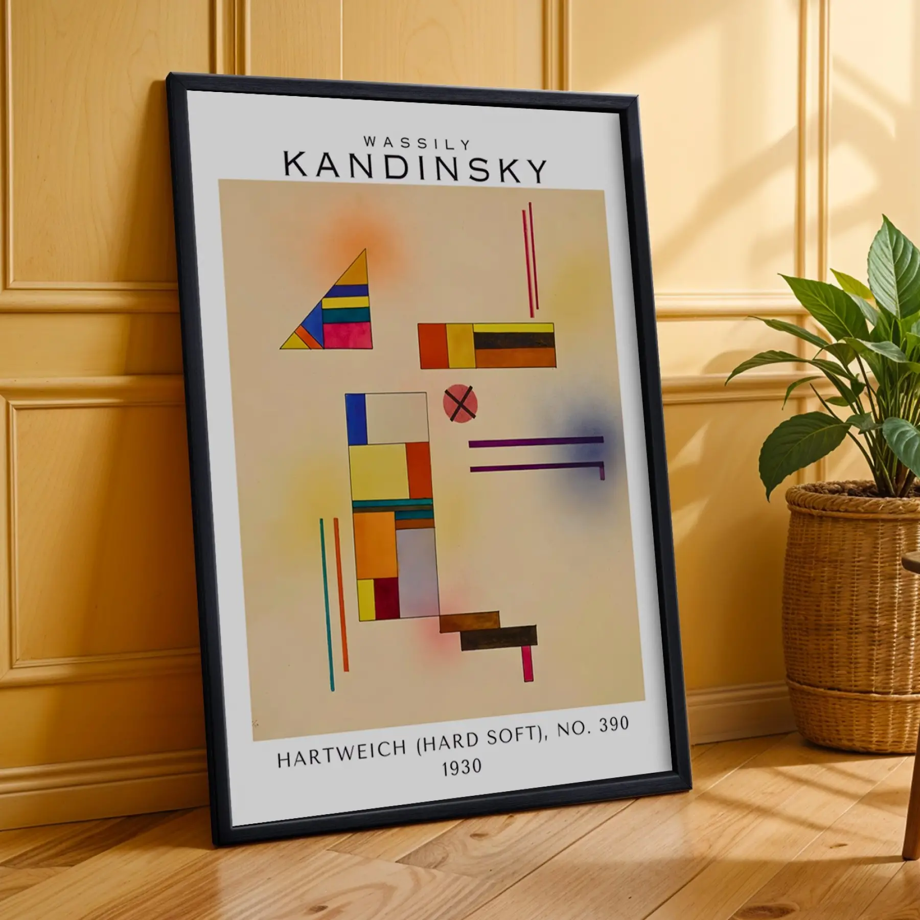 Kandinsky Soyut Sanat Koleksiyonu Siyah Çerçeveli 3lü Ahşap Tablo Seti