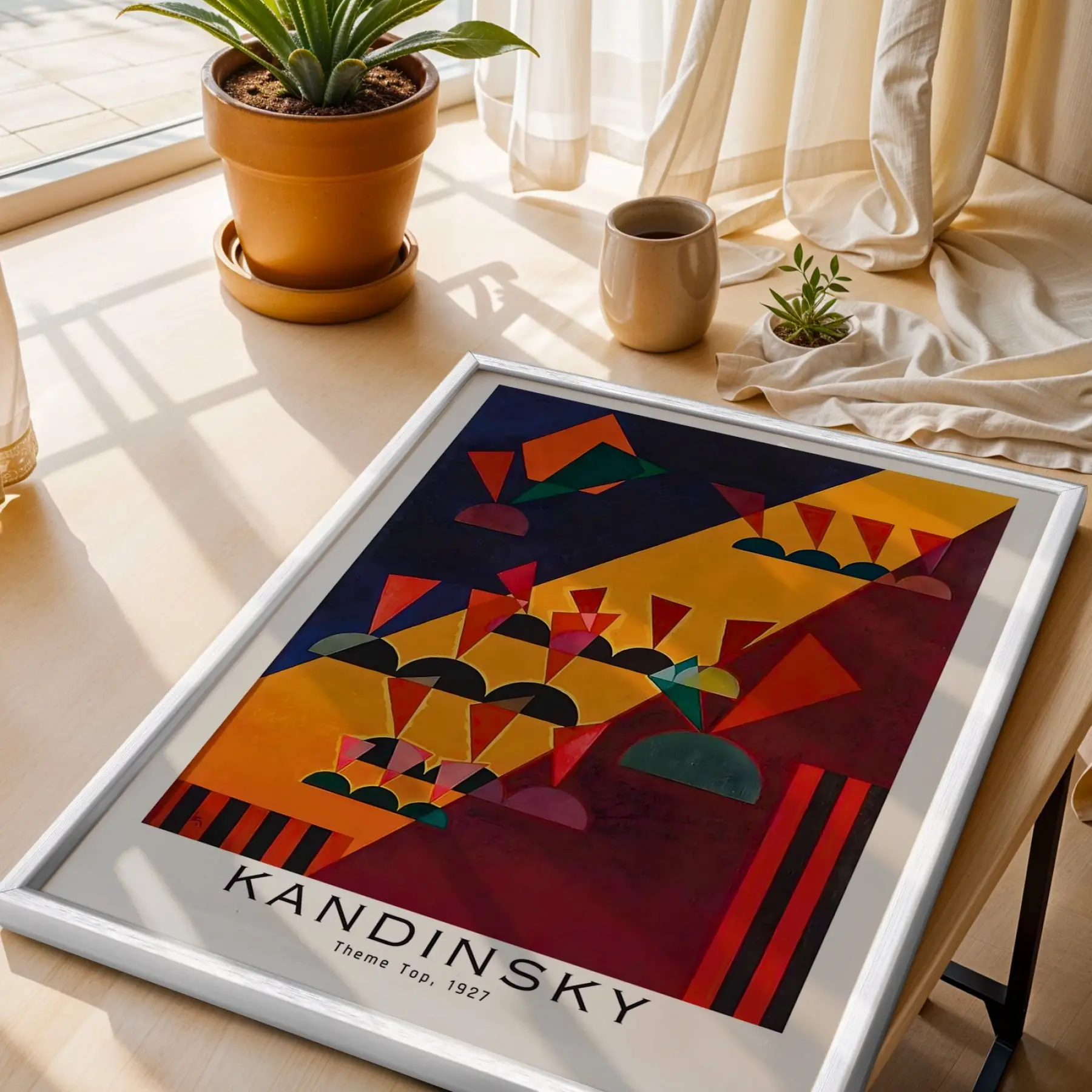Kandinsky Sanat Seçkisi Beyaz Çerçeveli 3lü Ahşap Tablo Seti