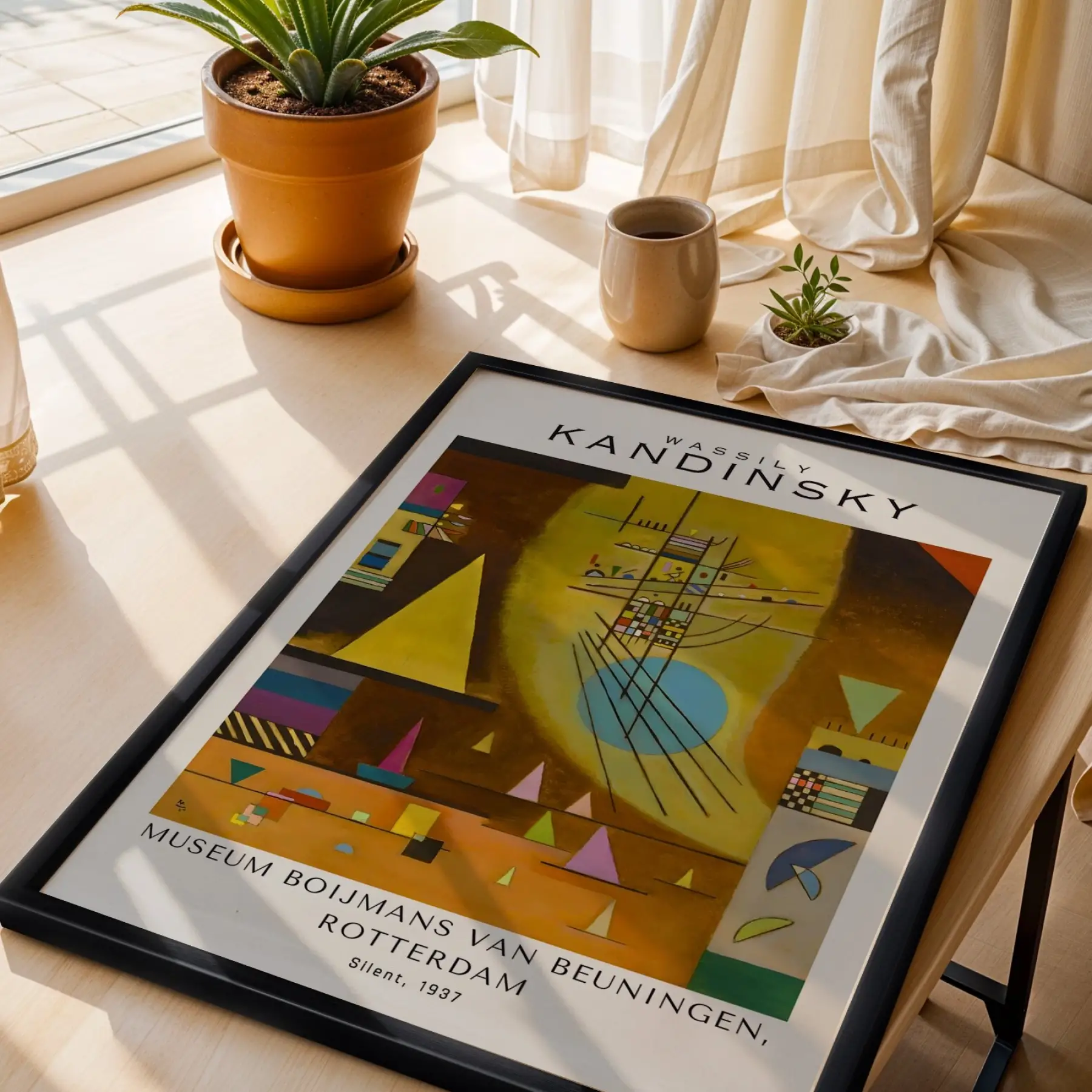 Kandinsky Soyut Duvar Sanatı Siyah Çerçeveli 3lü Ahşap Tablo Seti