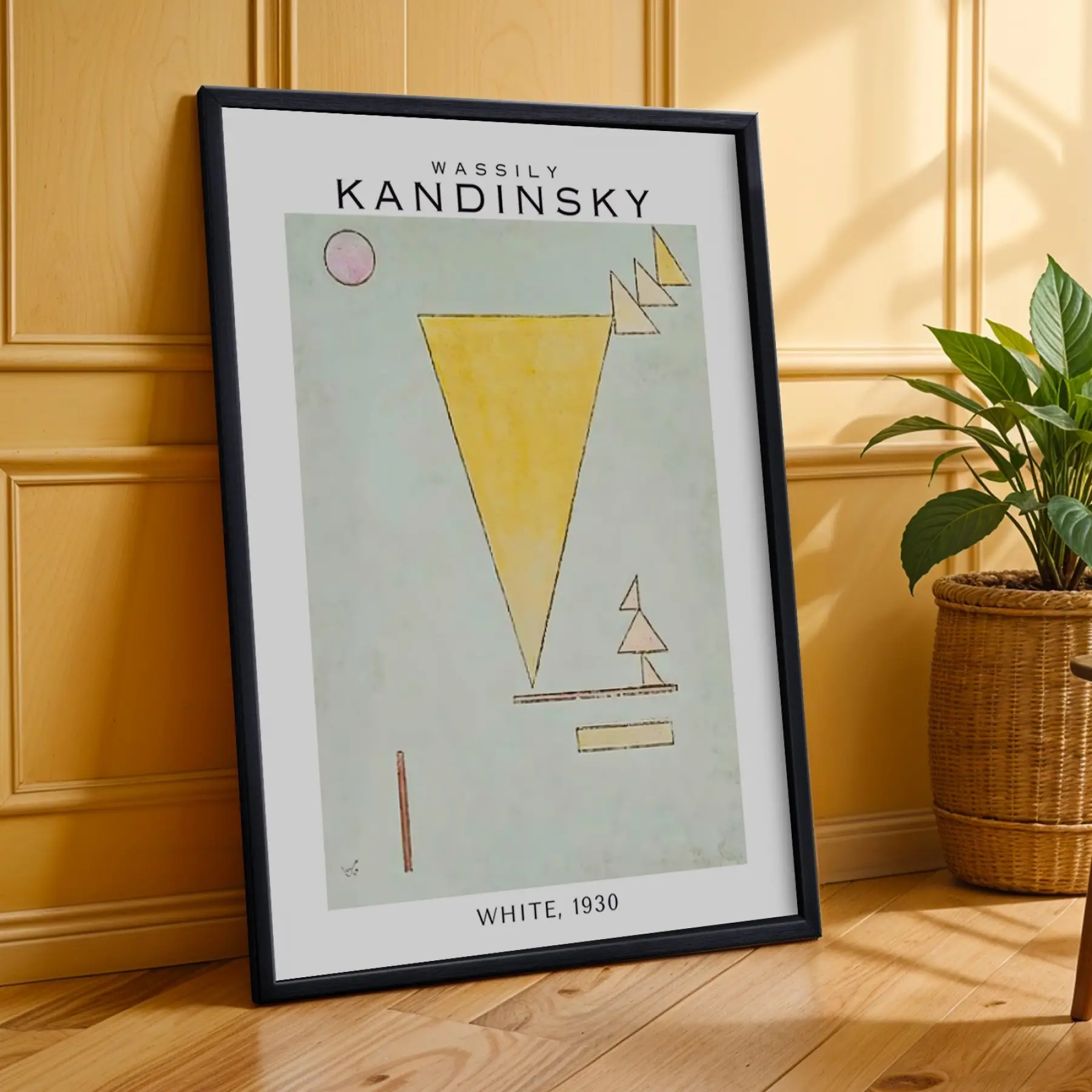Kandinsky Soyut Geometrik Sanat Siyah Çerçeveli 3lü Ahşap Tablo Seti