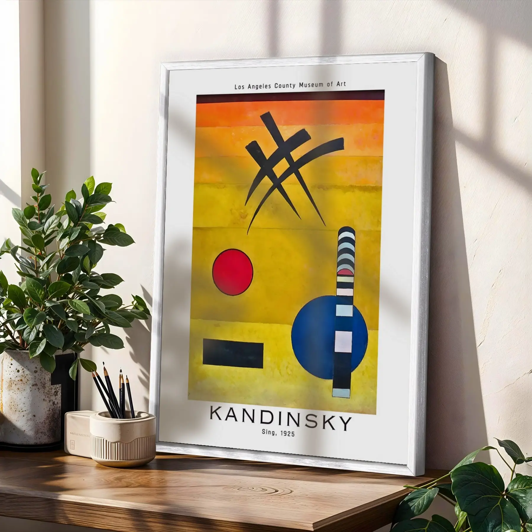 Kandinsky Dinamik Soyutlar Beyaz Çerçeveli 3lü Ahşap Tablo Seti