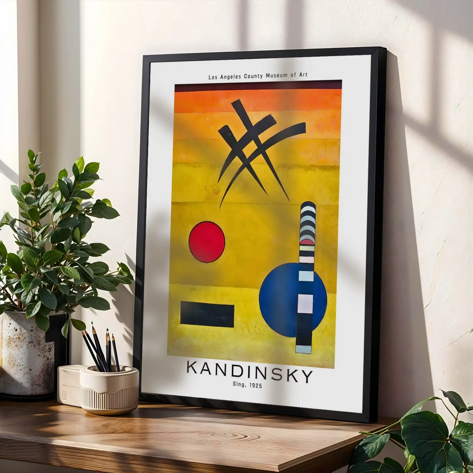 Kandinsky Dinamik Soyutlar Siyah Çerçeveli 3lü Ahşap Tablo Seti