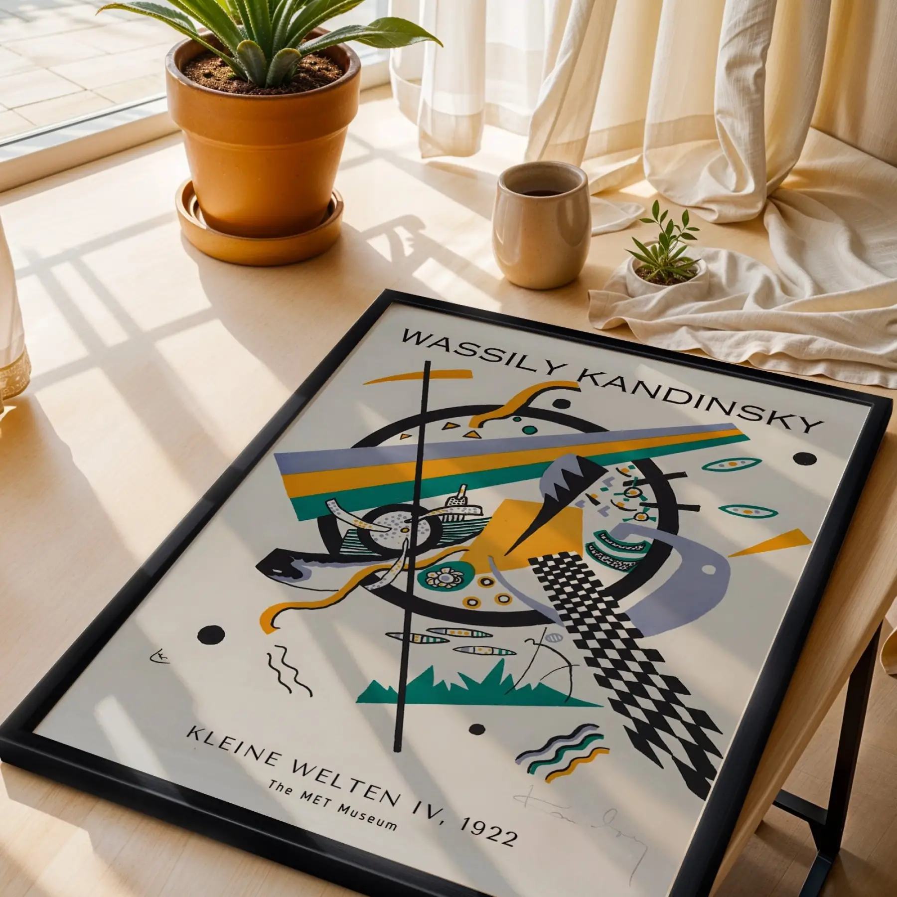 Kandinsky Dinamik Soyutlar Siyah Çerçeveli 3lü Ahşap Tablo Seti