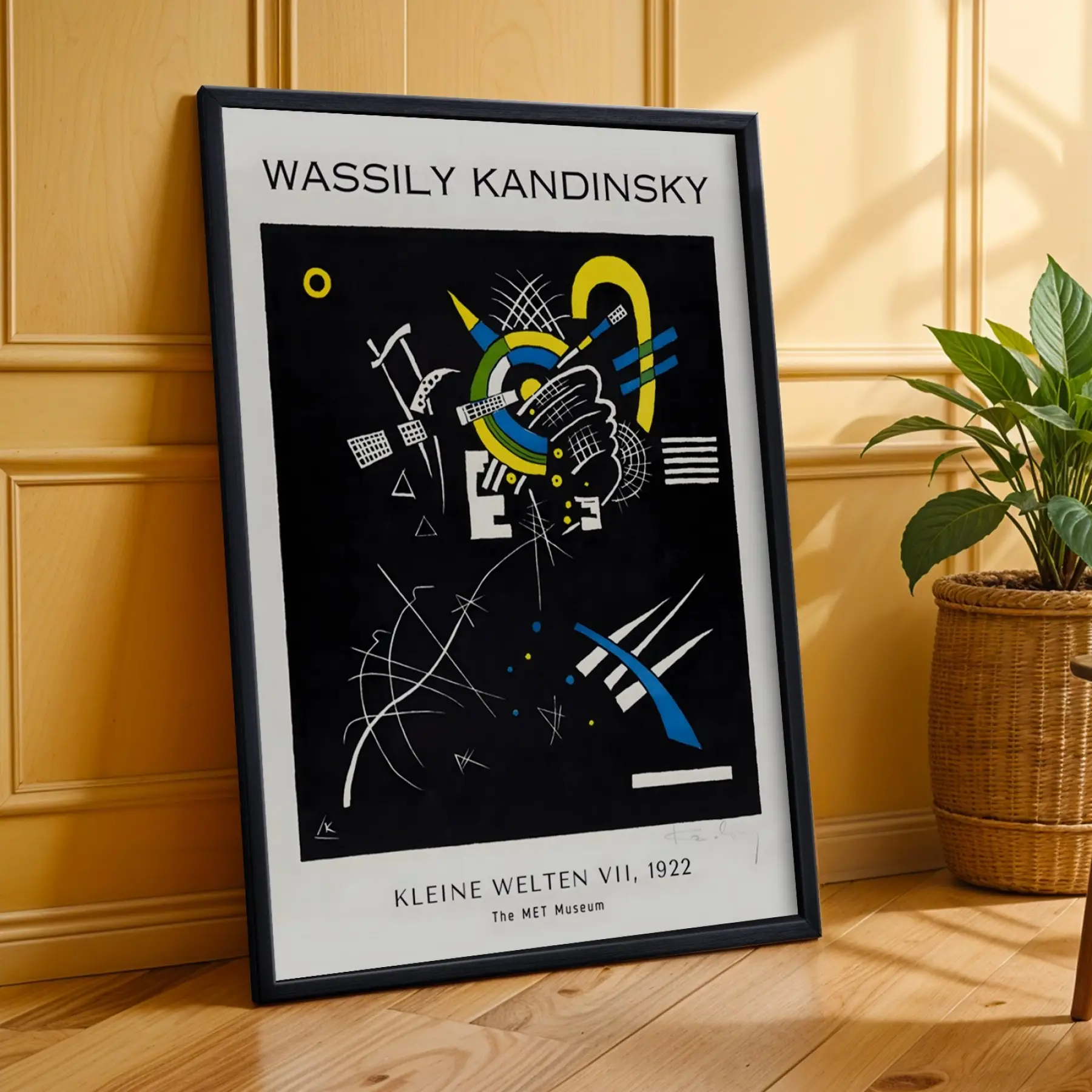 Kandinsky Soyut Dinamikler Siyah Çerçeveli 3lü Ahşap Tablo Seti