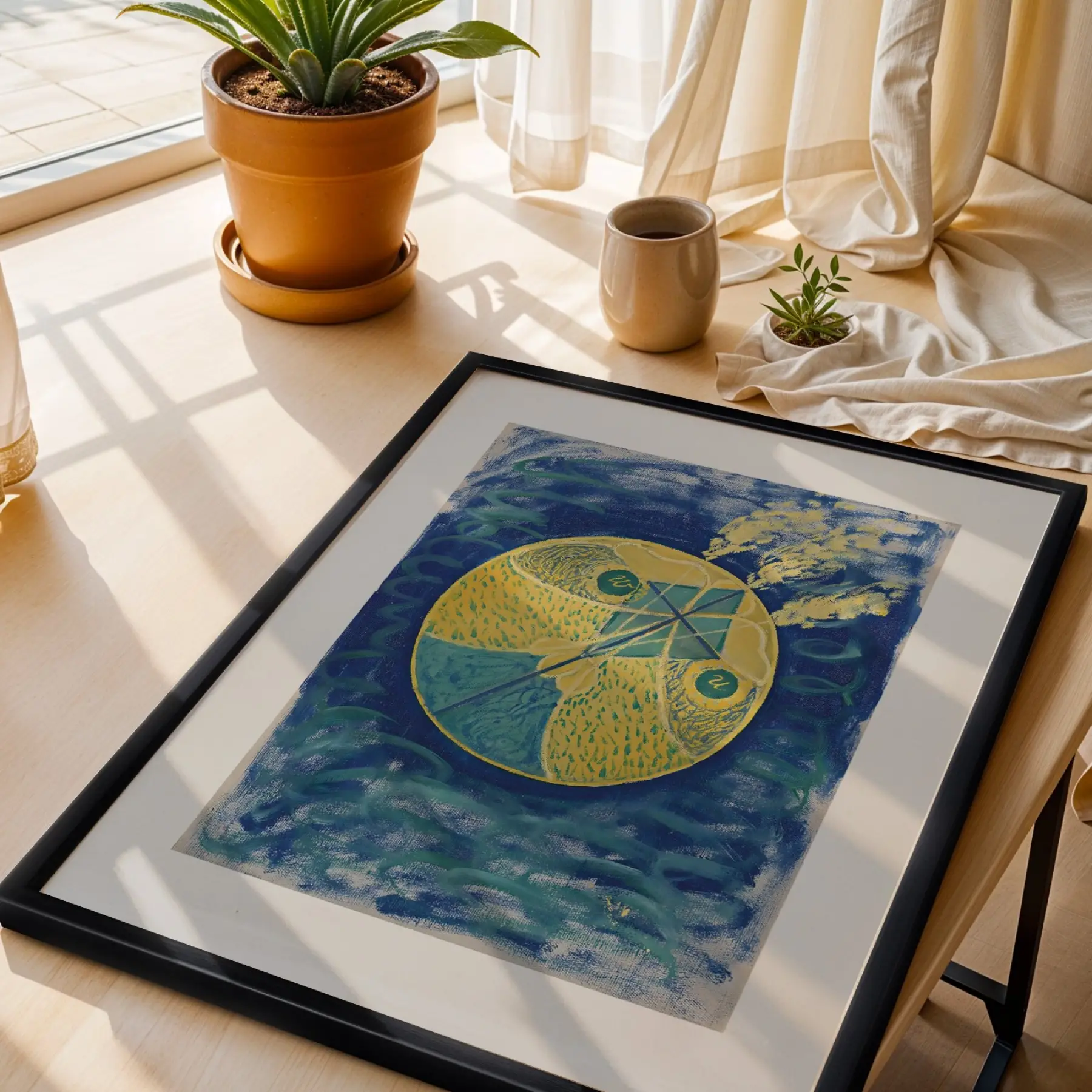Diverjan Sanat Üçlüsü Siyah Çerçeveli 3lü Ahşap Tablo Seti