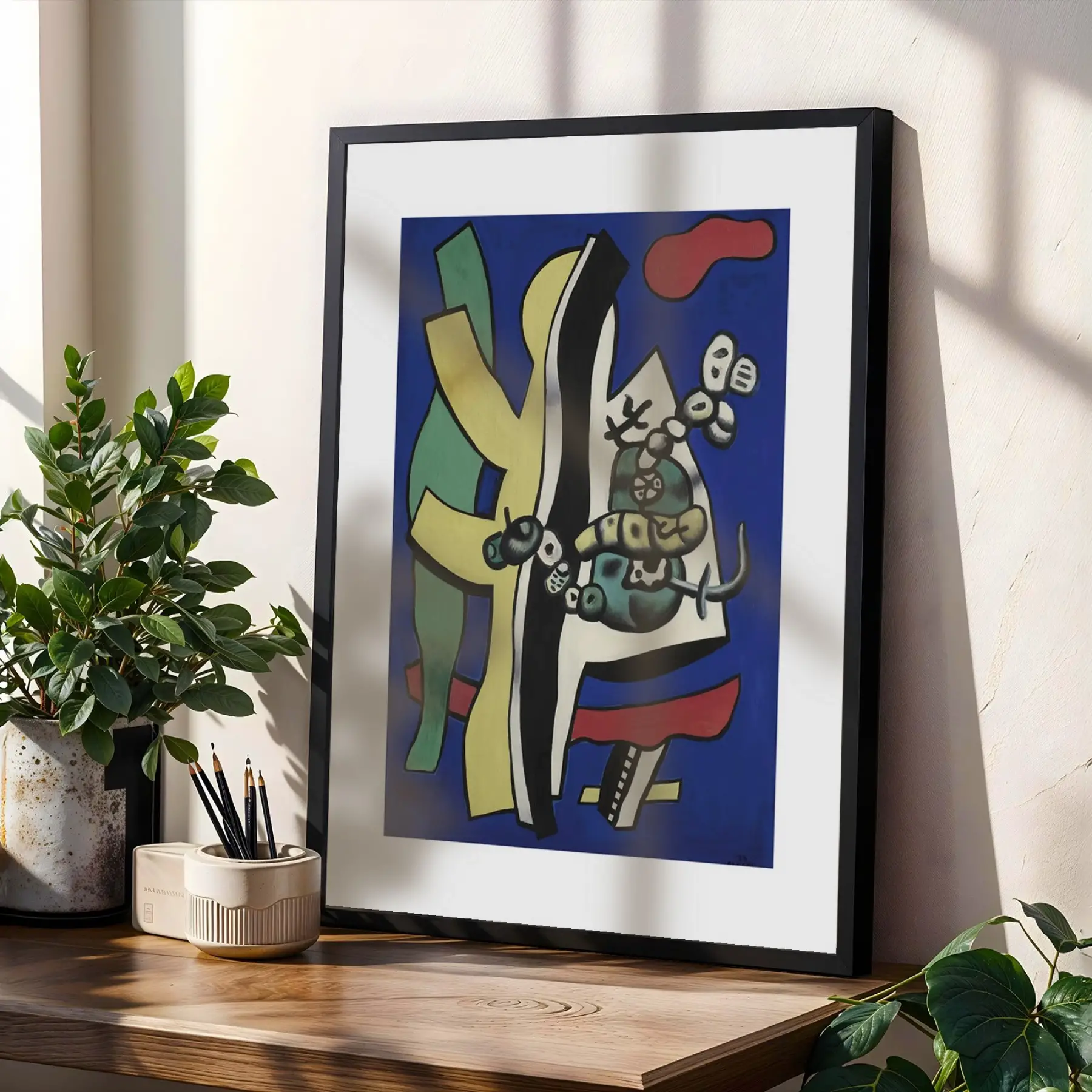 Kübist Peyzaj Sanat Koleksiyonu Siyah Çerçeveli 3lü Ahşap Tablo Seti