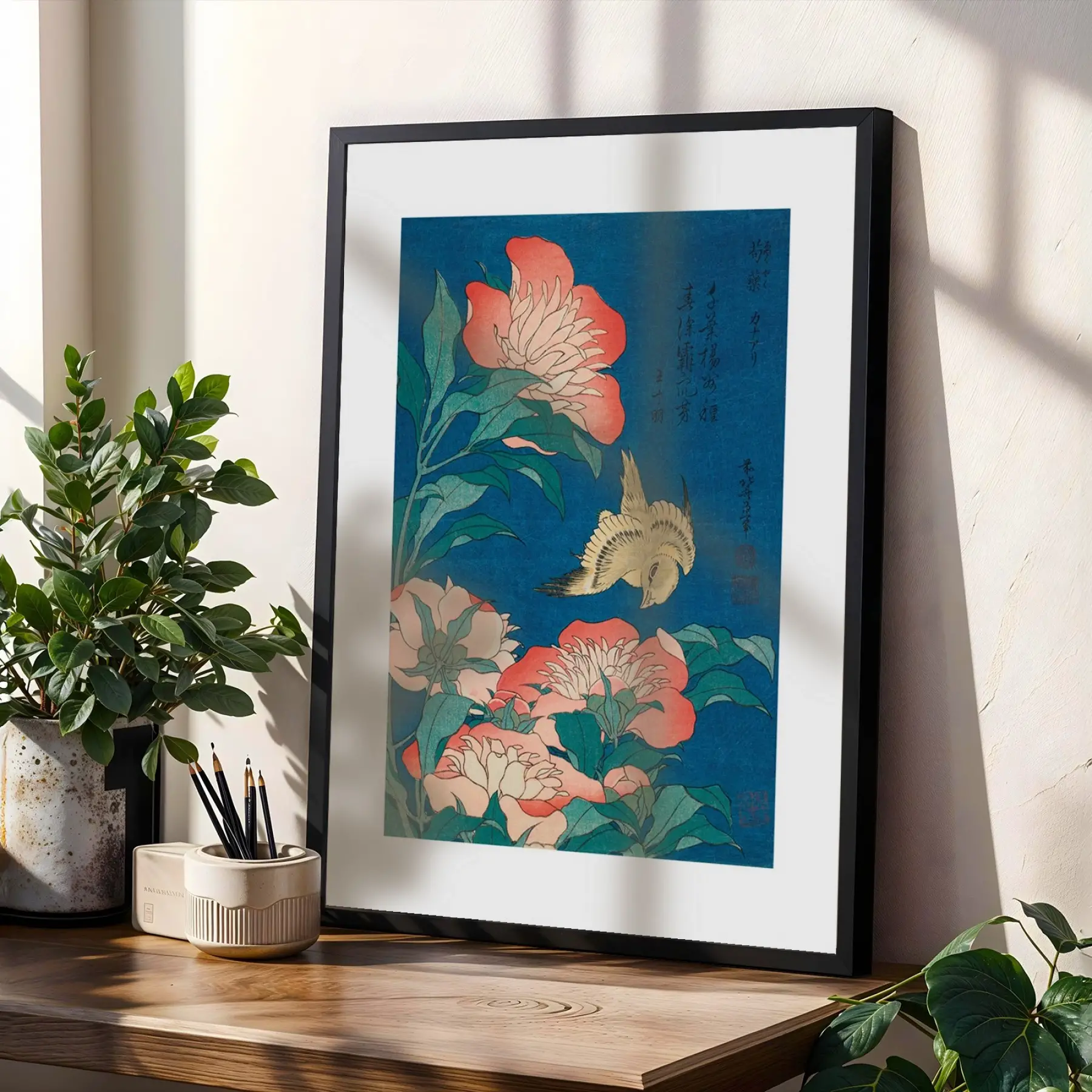 Uzak Doğu Klasik Sanat Seti Siyah Çerçeveli 3lü Ahşap Tablo Seti