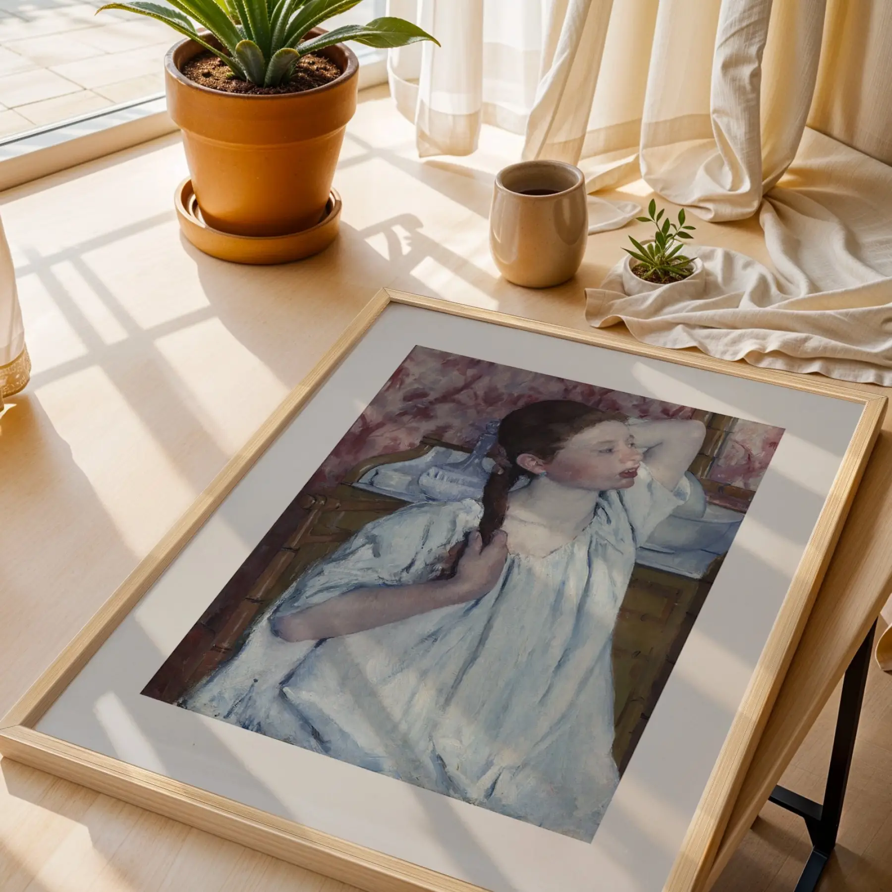 Sanat Eserleri Üçlüsü Doğal Ahşap Çerçeveli 3lü Tablo Seti