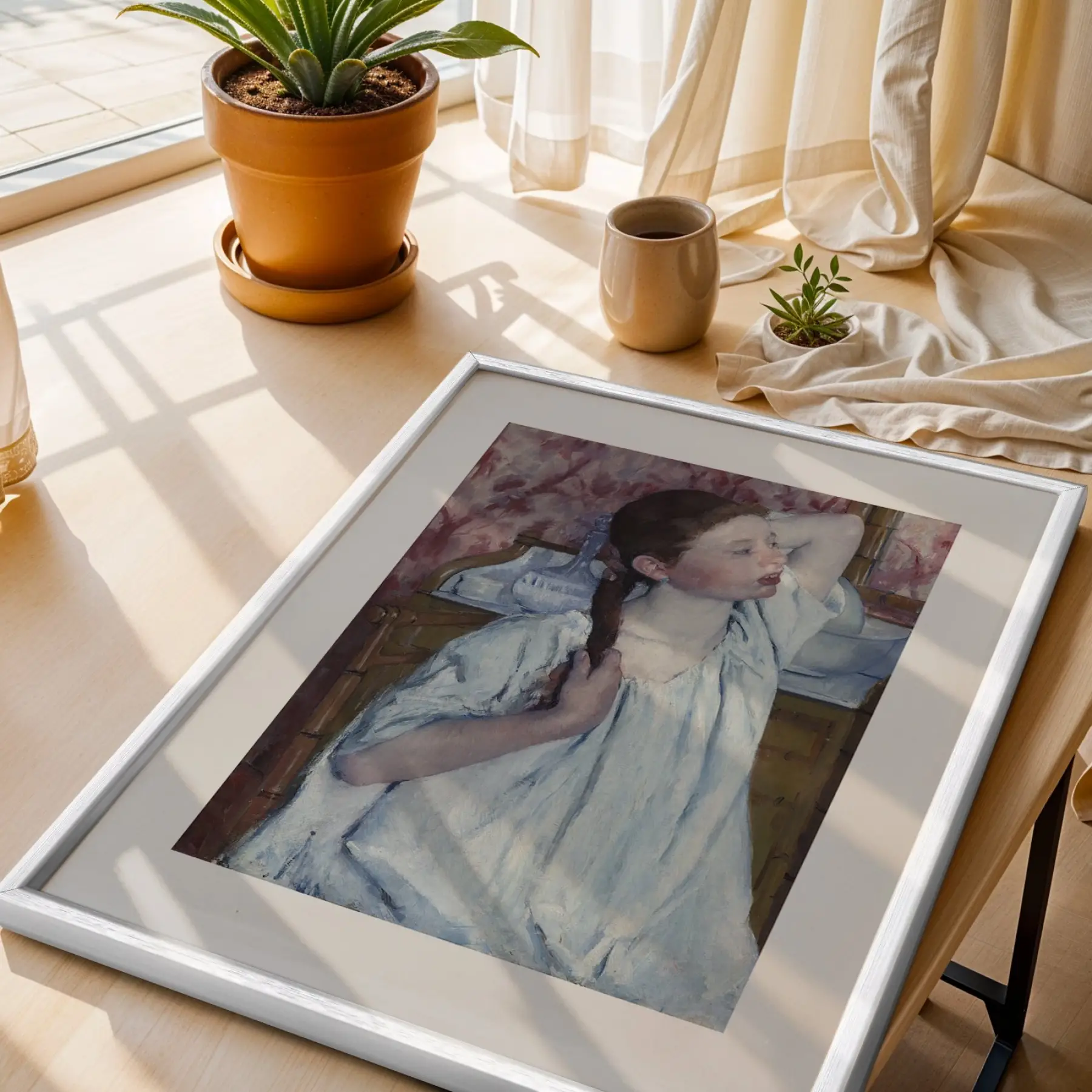Sanat Eserleri Üçlüsü Beyaz Çerçeveli 3lü Ahşap Tablo Seti