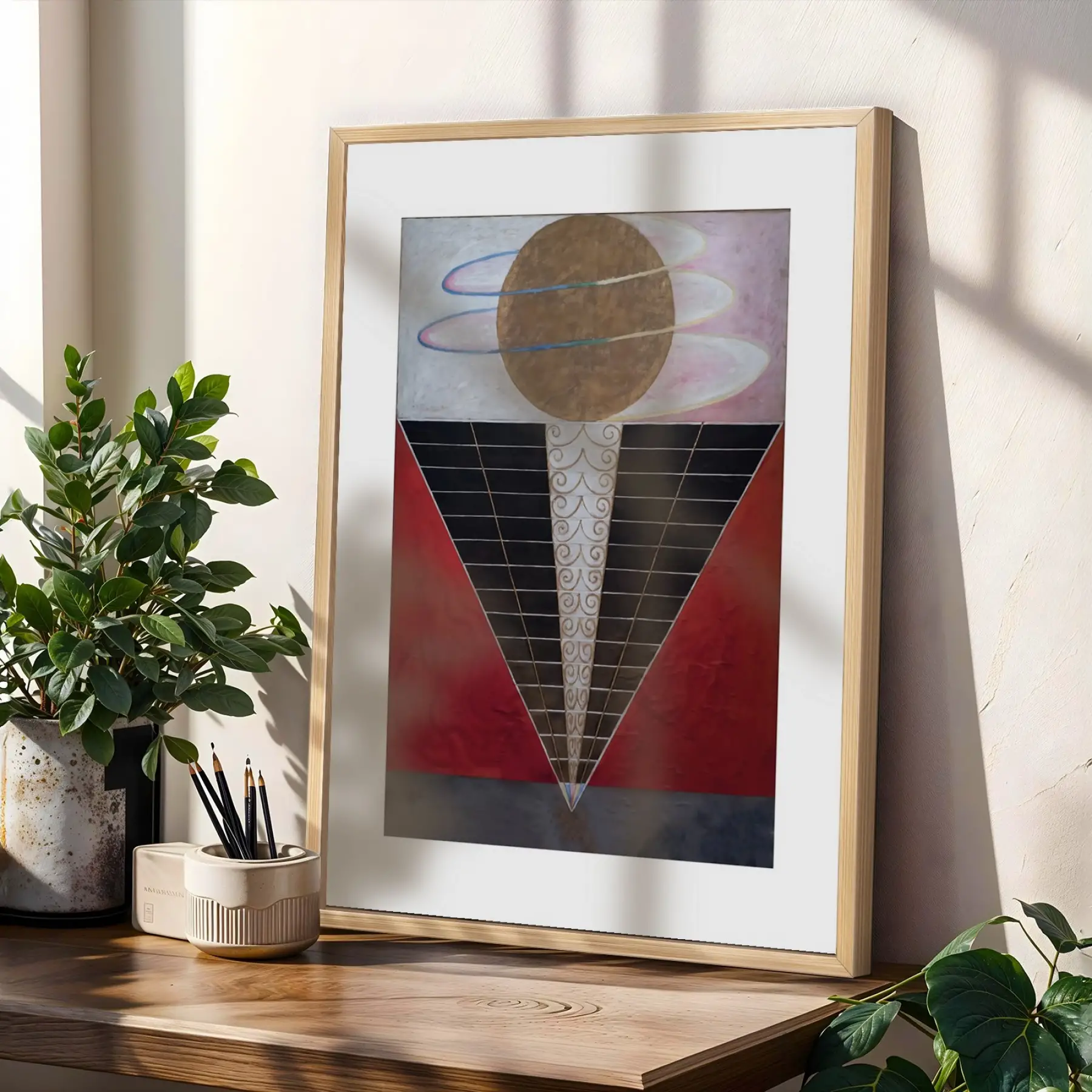 Dönemlerden Sanat Mozaiki Doğal Ahşap Çerçeveli 3lü Tablo Seti