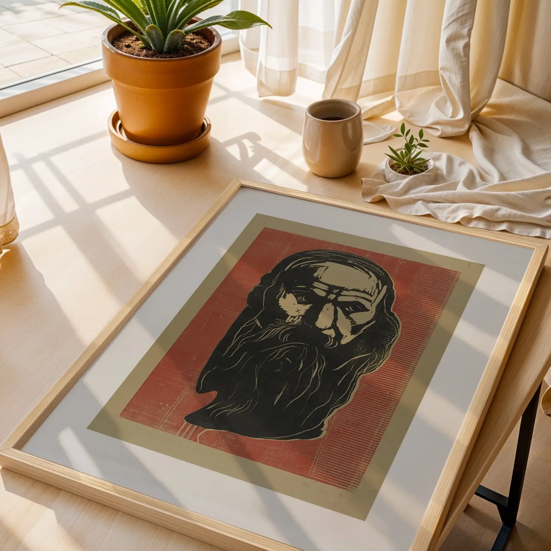 Dönemlerden Sanat Mozaiki Doğal Ahşap Çerçeveli 3lü Tablo Seti