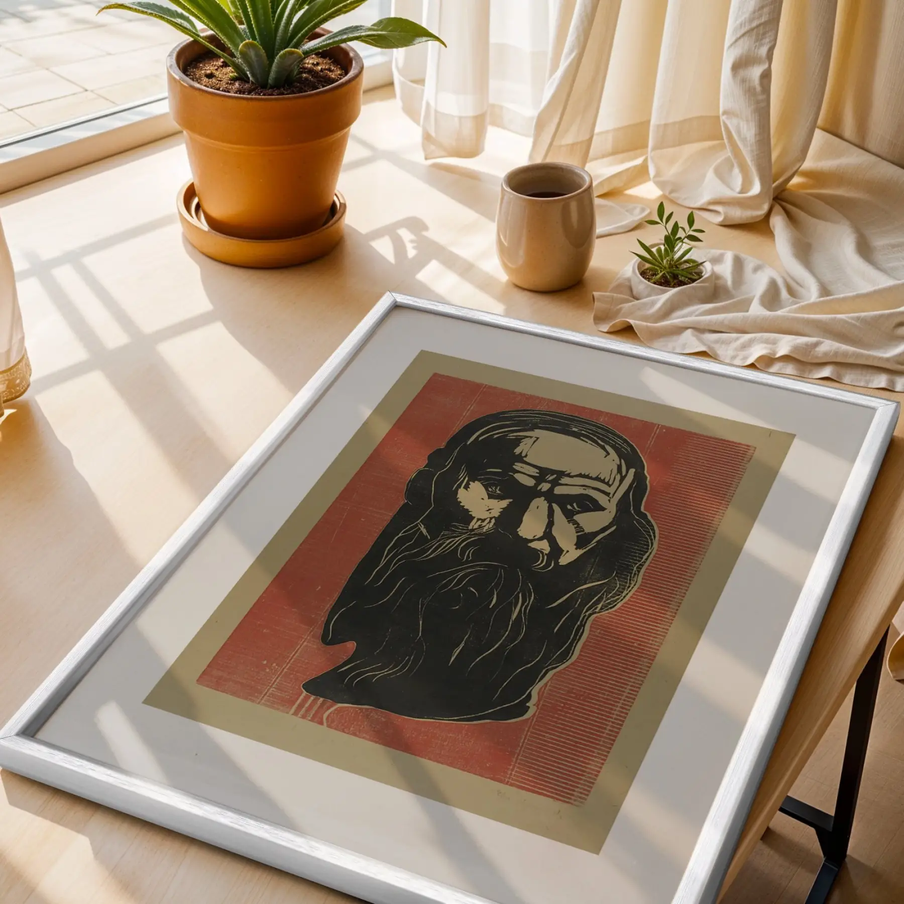 Dönemlerden Sanat Mozaiki Beyaz Çerçeveli 3lü Ahşap Tablo Seti