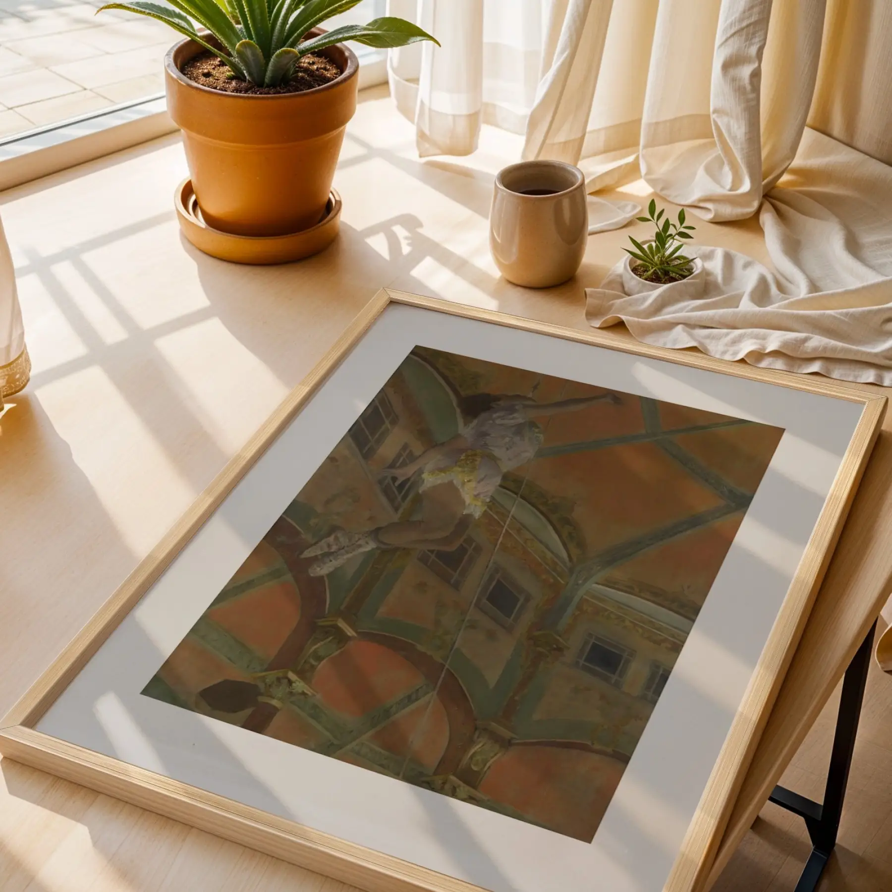 Dönemlerarası Sanat Koleksiyonu Doğal Ahşap Çerçeveli 3lü Tablo Seti