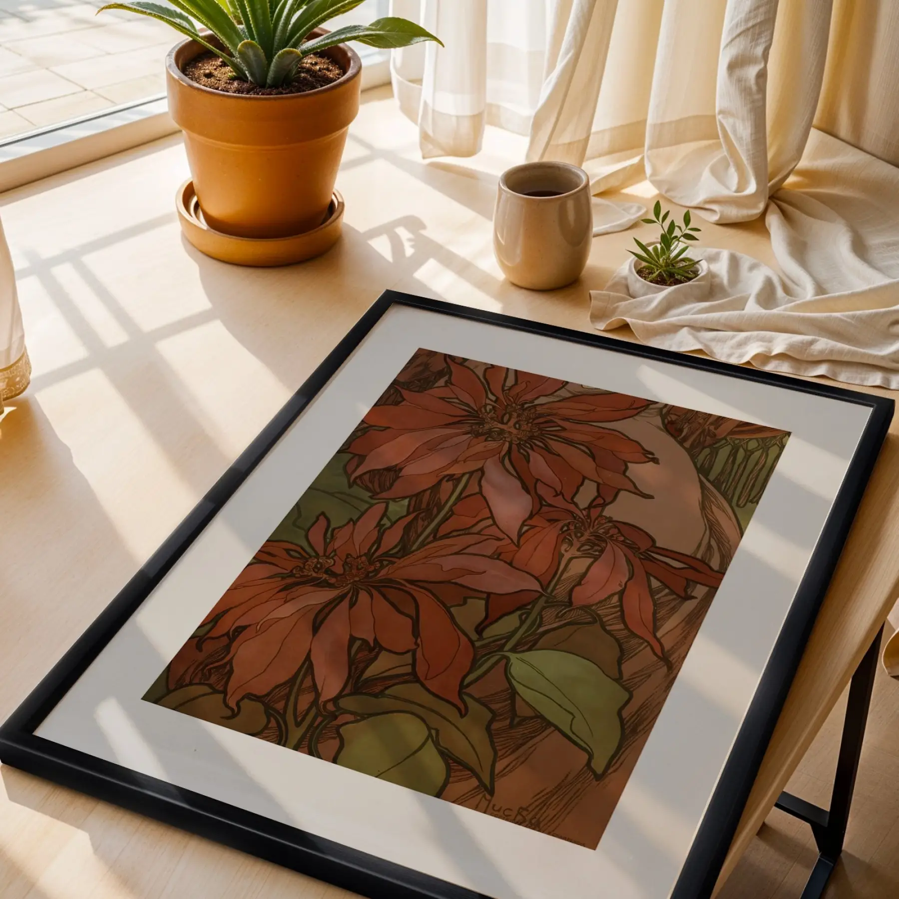 Derin Tonlar Sanat Koleksiyonu Siyah Çerçeveli 3lü Ahşap Tablo Seti