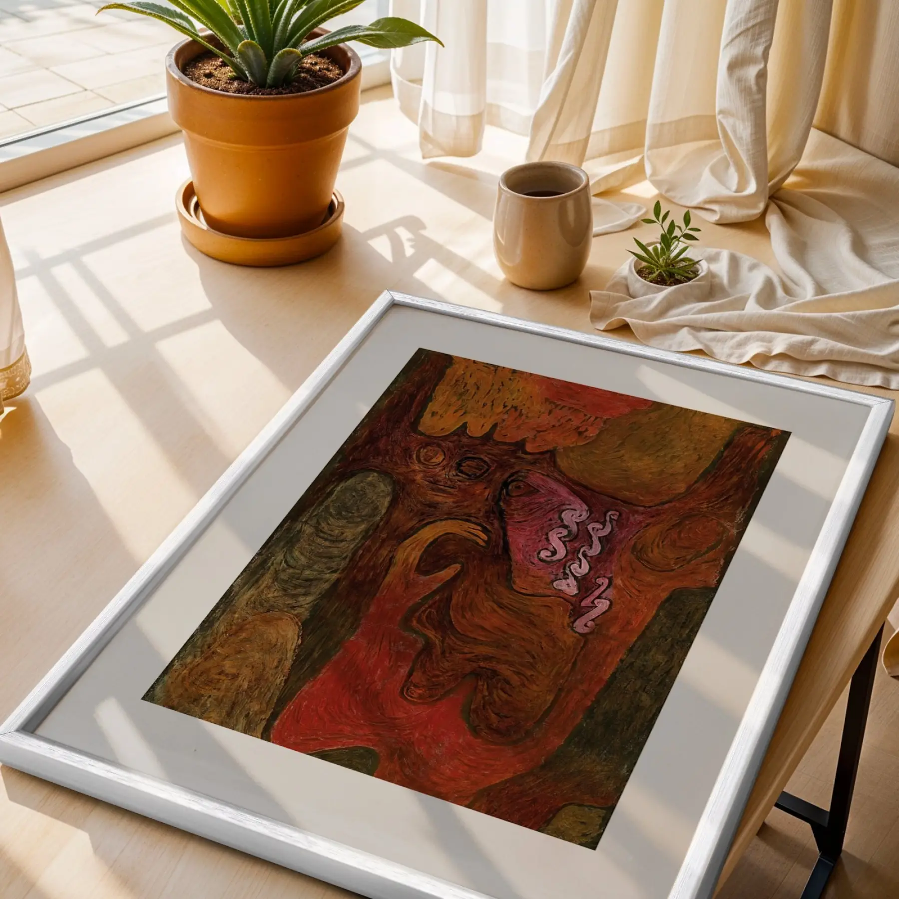 Kızıl Topraklar Sanat Koleksiyonu Beyaz Çerçeveli 3lü Ahşap Tablo Seti