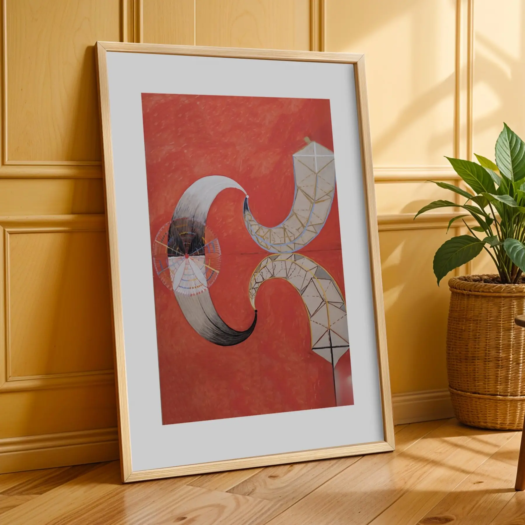 Kızıl Tonlar Sanat Seçkisi Doğal Ahşap Çerçeveli 3lü Tablo Seti