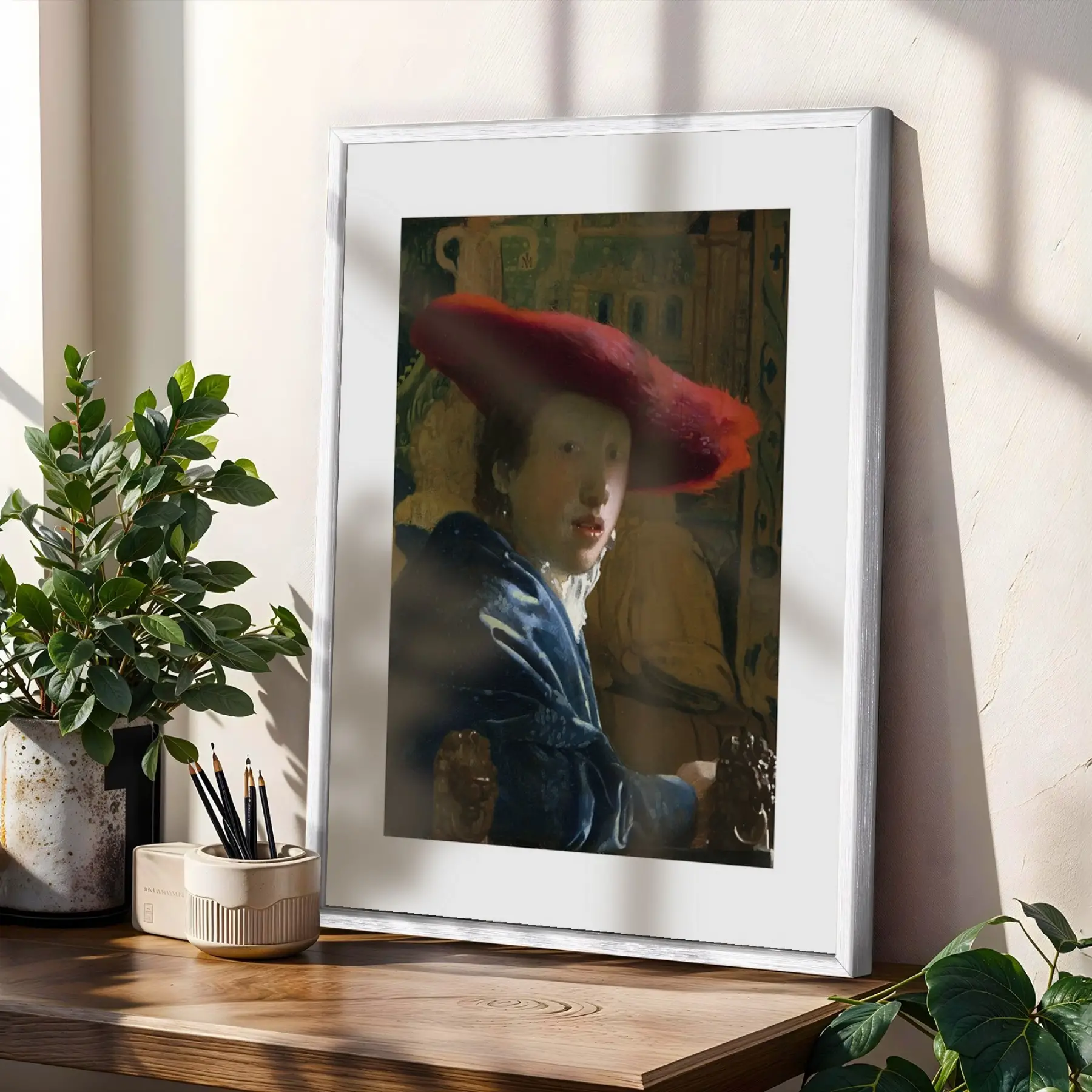 Kızıl Tonlar Sanat Seçkisi Beyaz Çerçeveli 3lü Ahşap Tablo Seti