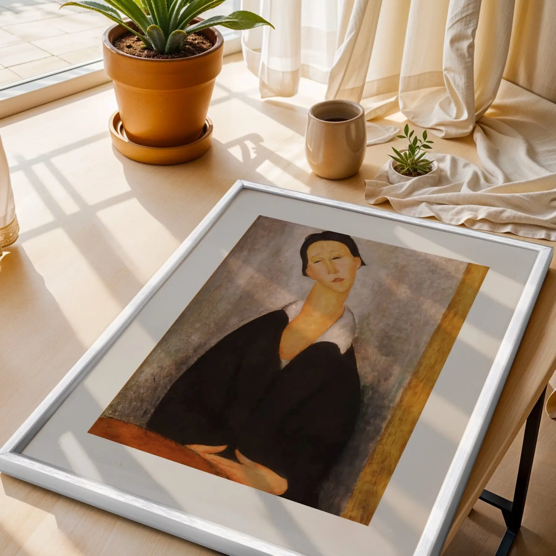 Artistik Kompozisyon Üçlüsü Beyaz Çerçeveli 3lü Ahşap Tablo Seti