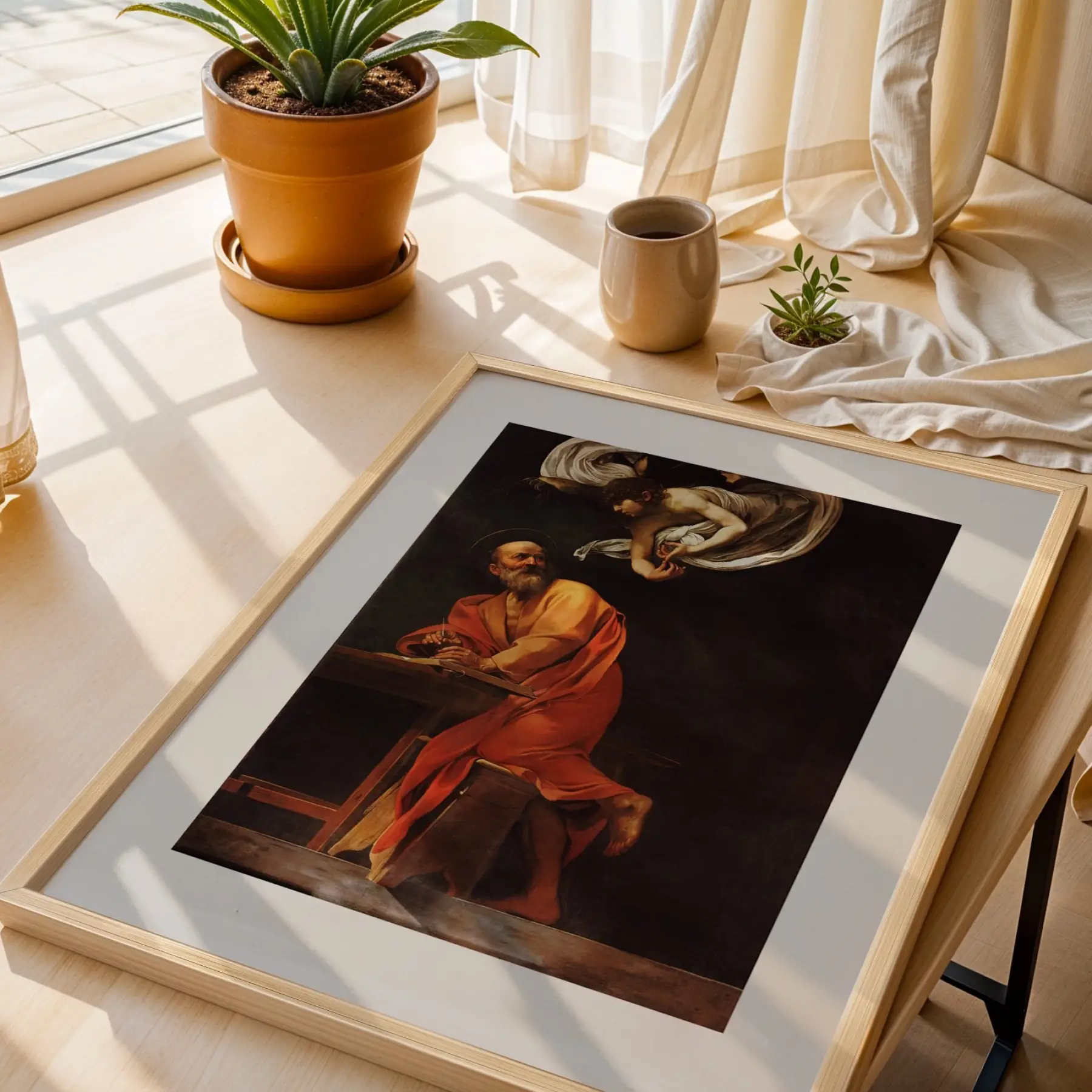 Dönemsel Sanat Üçlüsü Doğal Ahşap Çerçeveli 3lü Tablo Seti