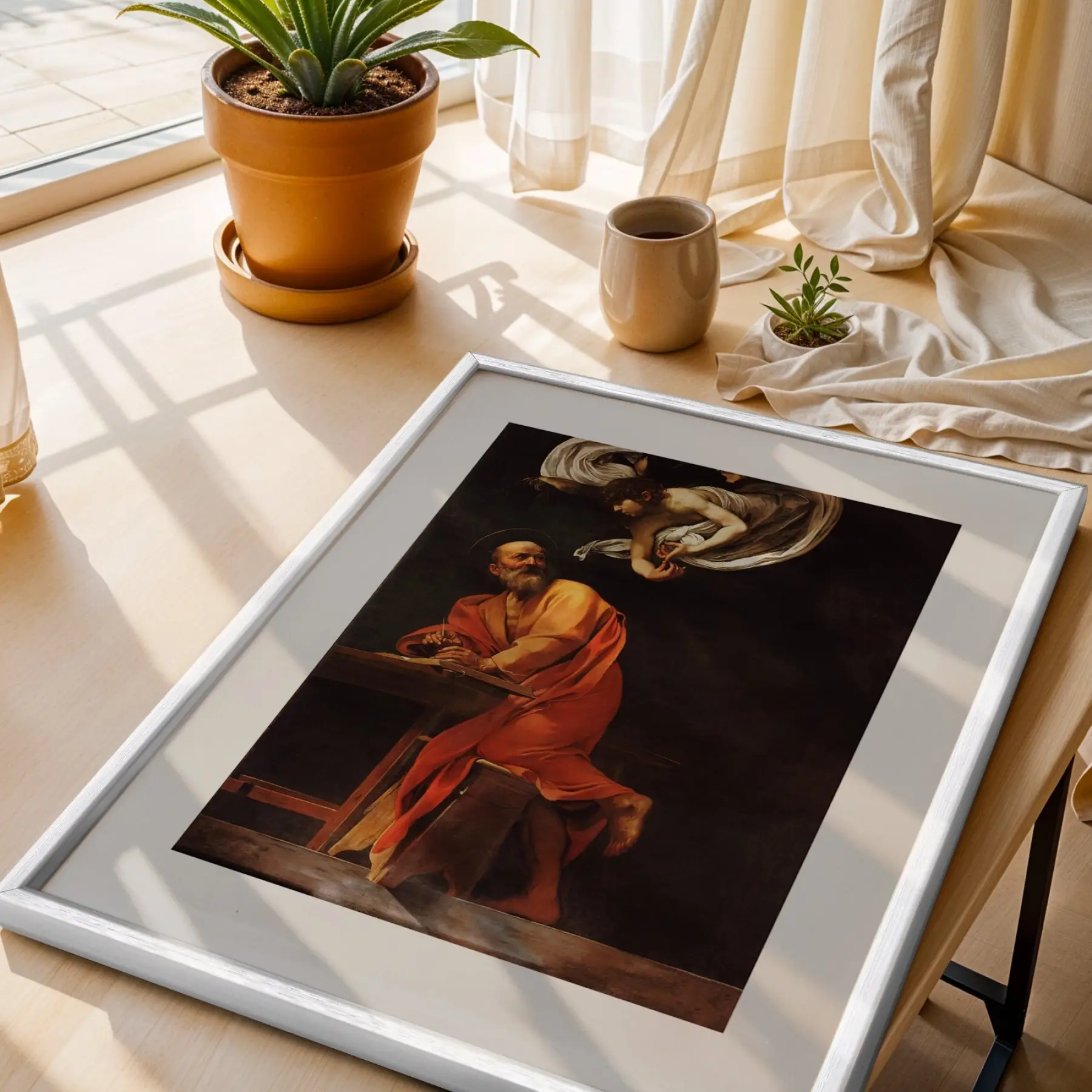 Dönemsel Sanat Üçlüsü Beyaz Çerçeveli 3lü Ahşap Tablo Seti