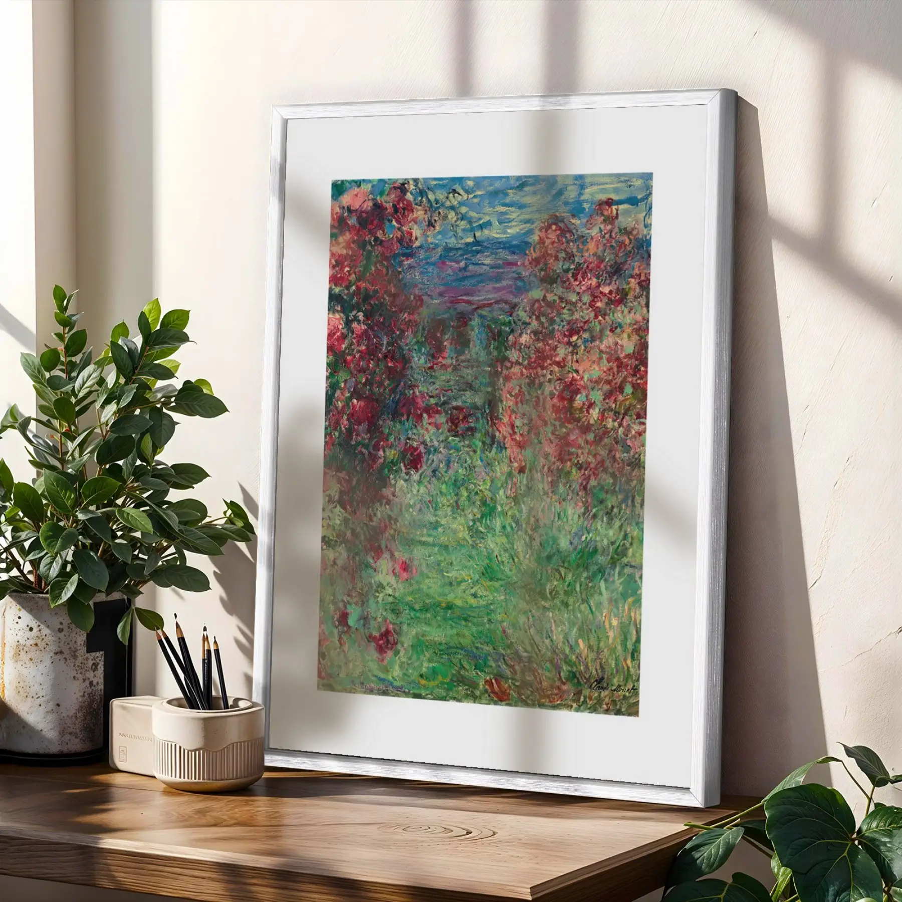 Klasik Botanik Sanat Seçkisi Beyaz Çerçeveli 3lü Ahşap Tablo Seti