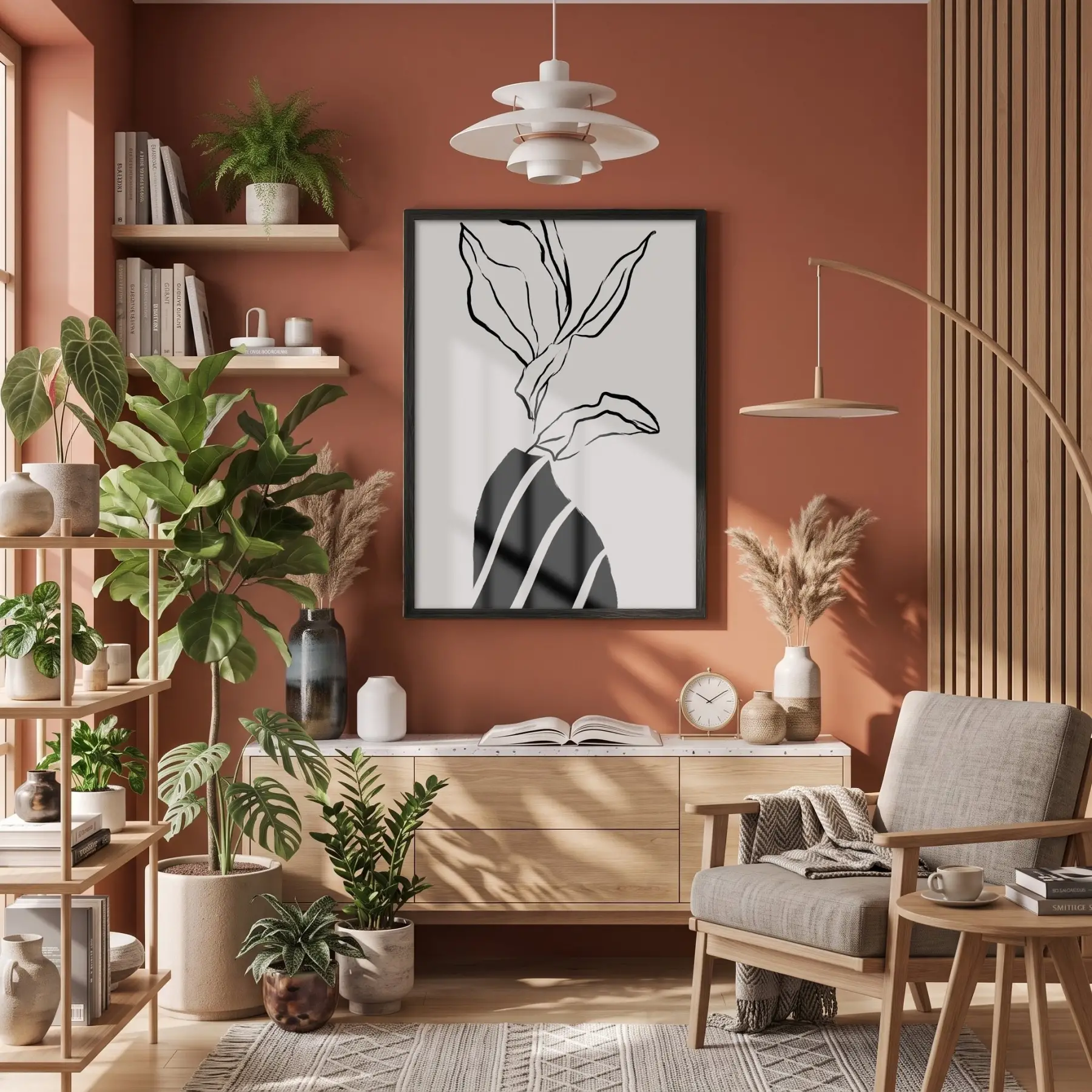 Minimalist Çizgi Form Siyah Ahşap Çerçeveli Tablo Obje Ev Aksesuarları Modern Sanat İç