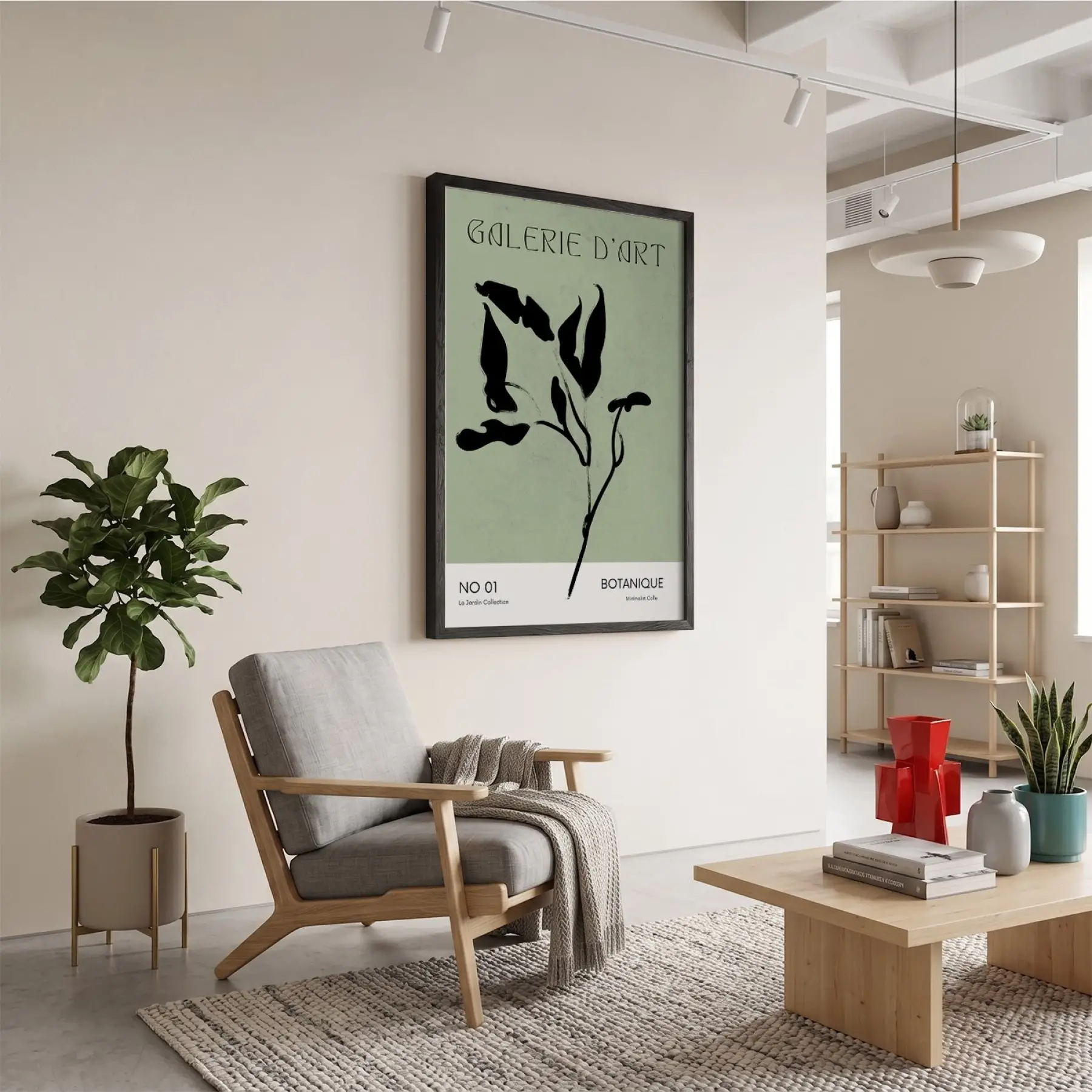 Minimalist Botanik Yeşil Sanat Siyah Ahşap Çerçeveli Tablo Bohem Poster Dekoratif Obje Ev